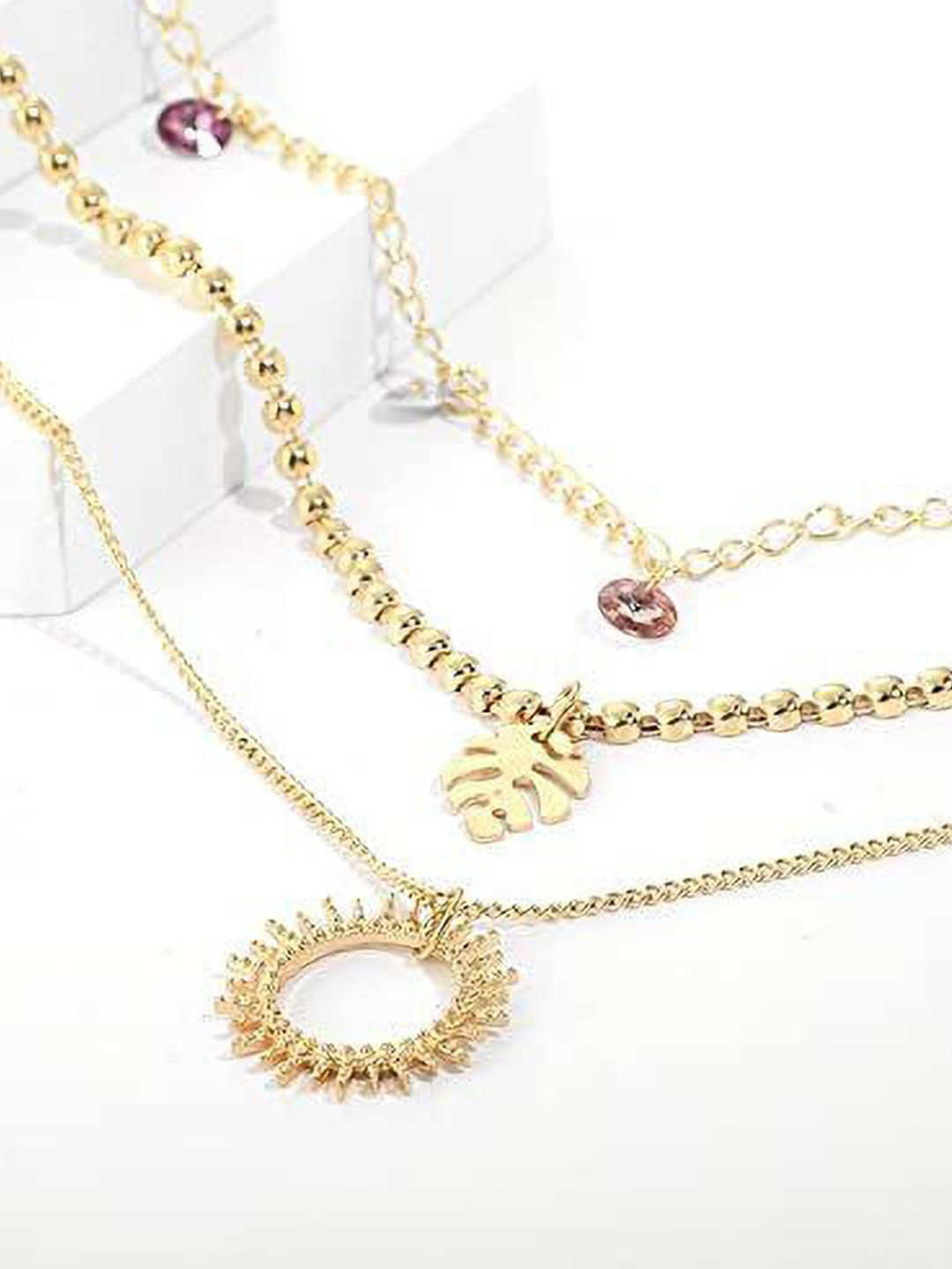 DESTINY JEWELS Gold-Plated Tocona Multilayar Sun Chokernd Necklace