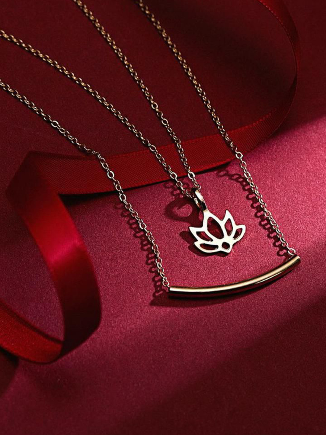 DESTINY JEWELS Gold Plated Good Karma Happy Lotus Layered Chain