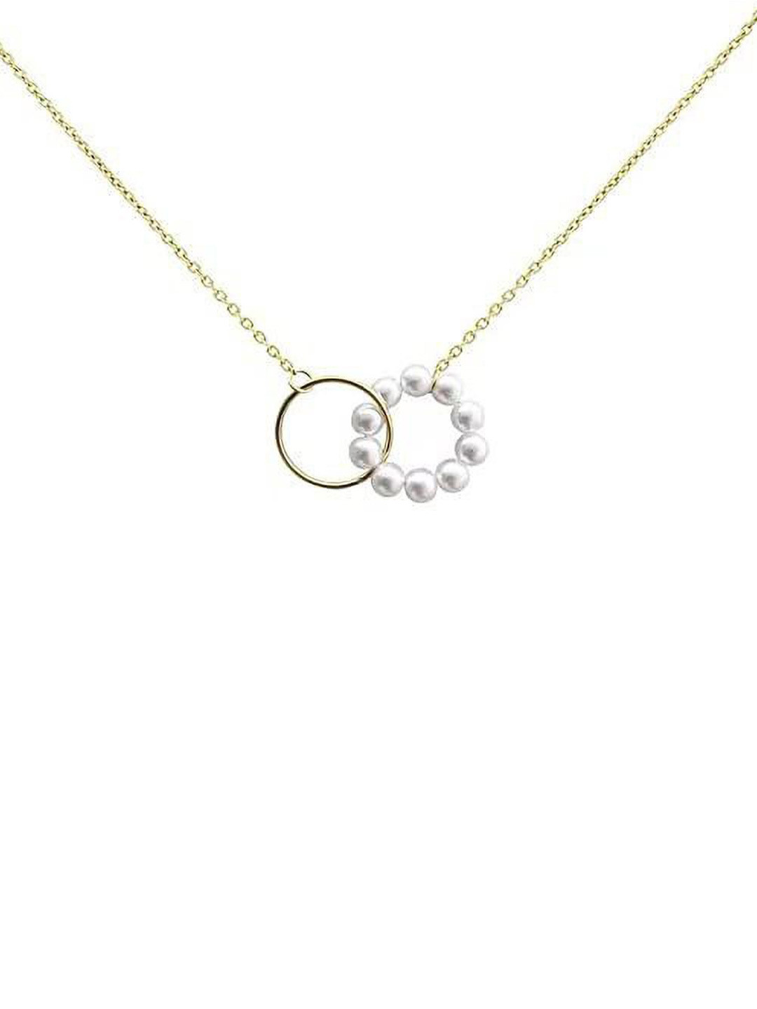 DESTINY JEWELS Pearl Beaded Double Ring Clavicle Brass Chain