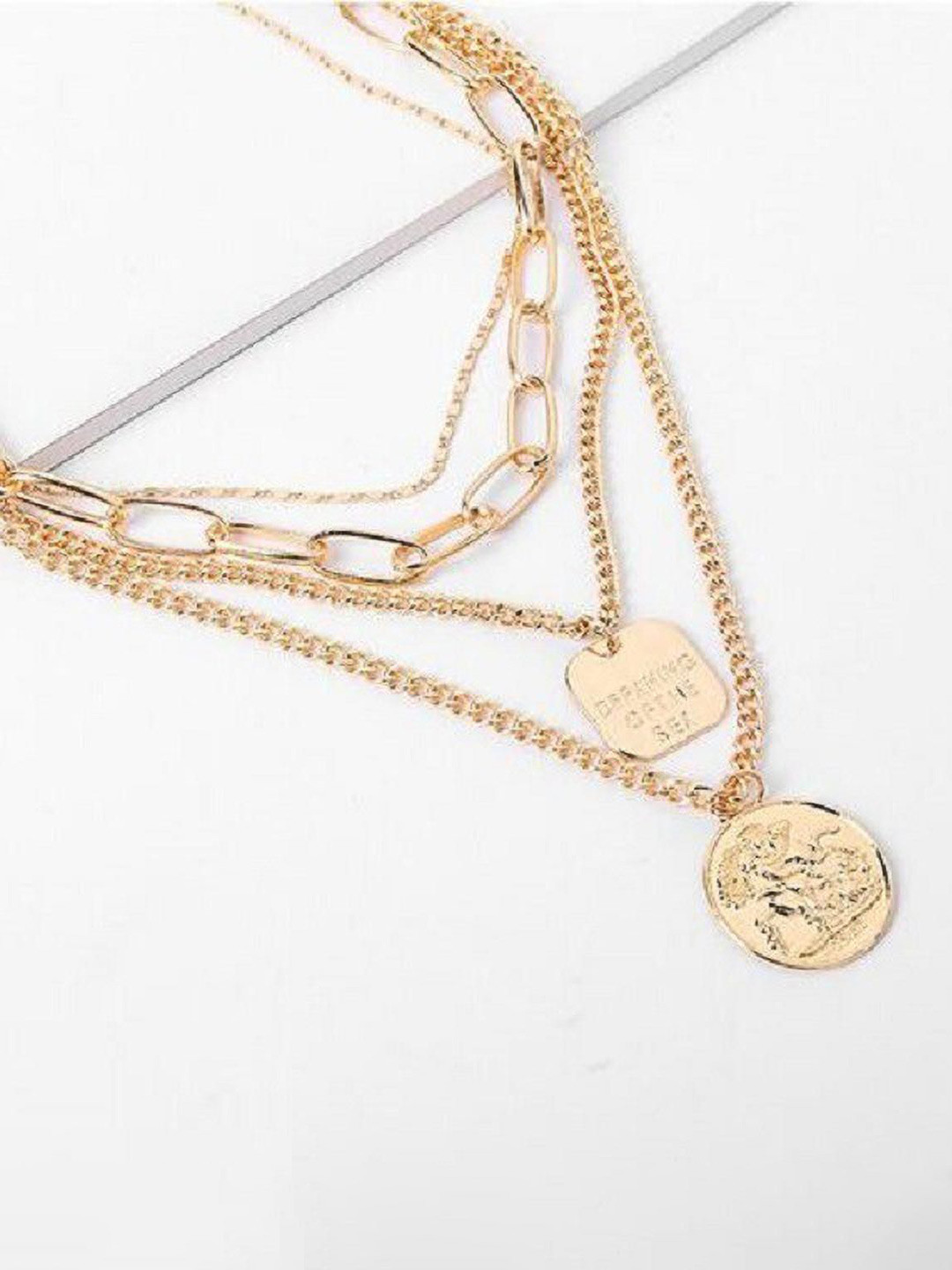 DESTINY JEWELS Gold Plated Coin Pendant Multi-Layer  Necklace