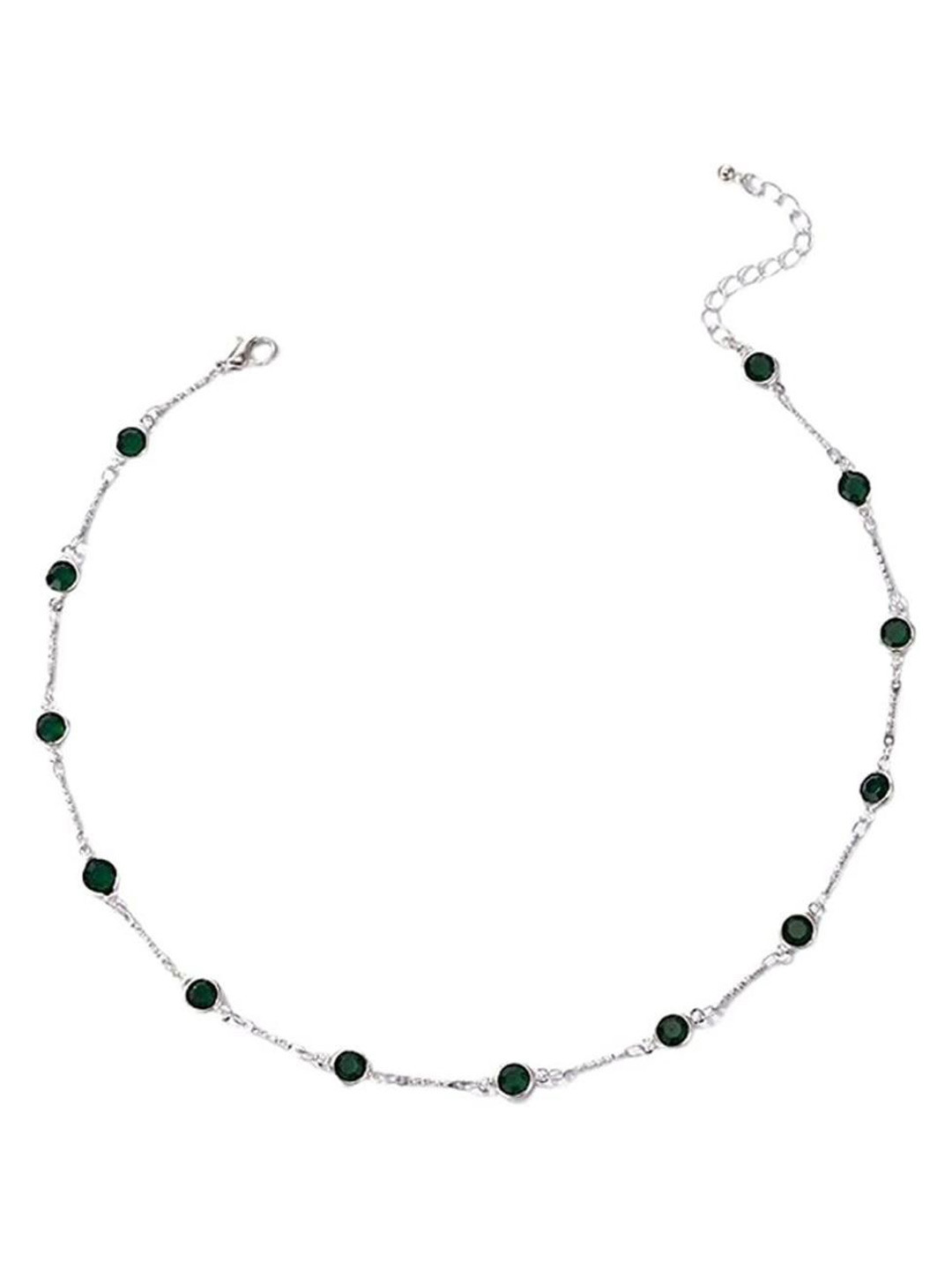 DESTINY JEWELS Brass Silver-Plated Rhinestone Studded Chain