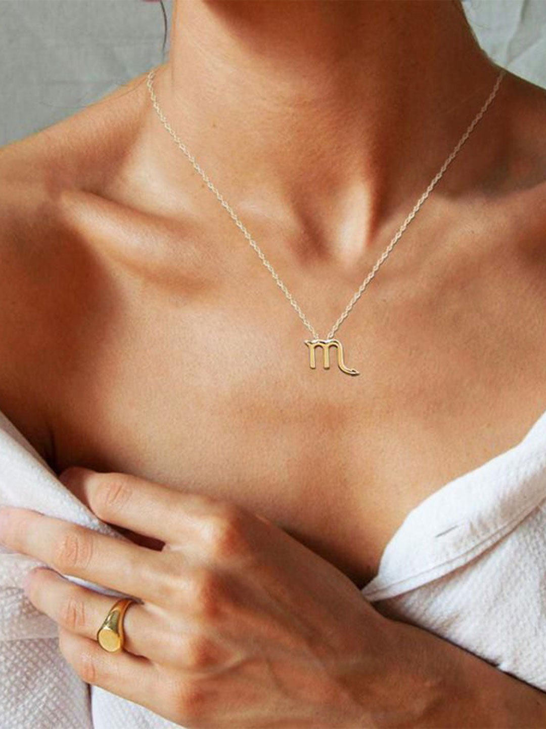 DESTINY JEWELS Gold-Plated Scorpio Zodiac M Initial Chain