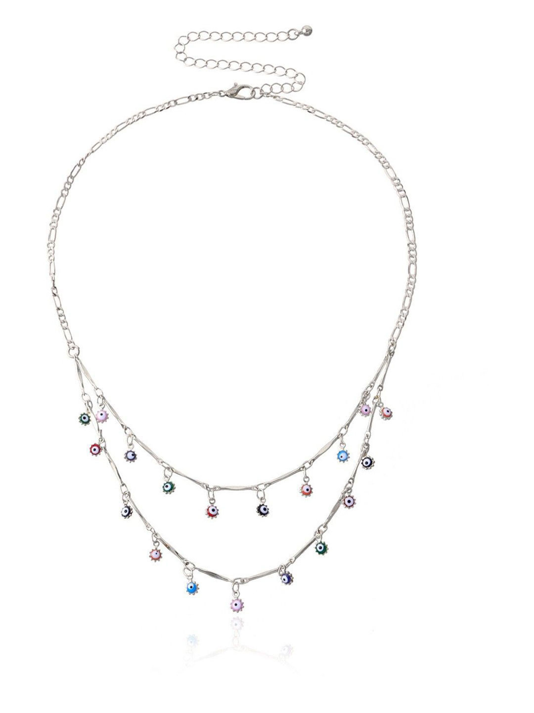 DESTINY JEWELS Silver-Plated Evil Eye Double Necklace