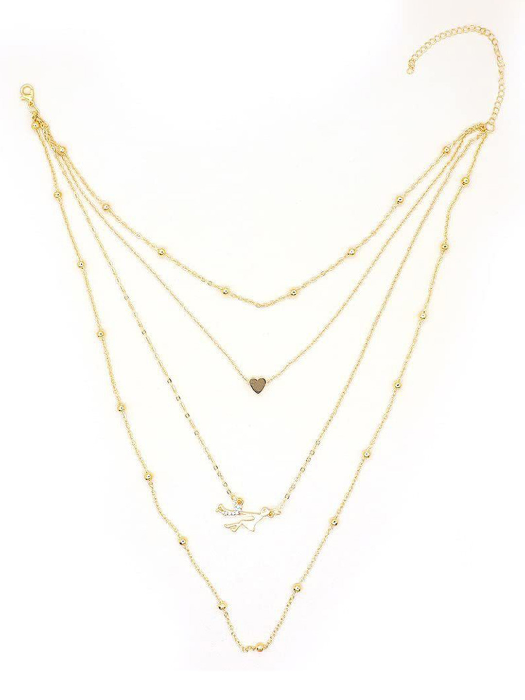 DESTINY JEWELS Gold-Plated Crystal Studded Mother And Sister Layered Chain