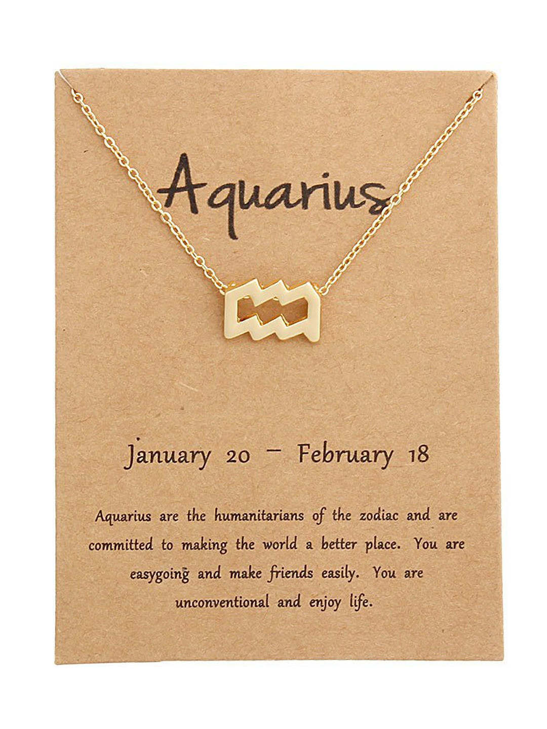 DESTINY JEWELS Gold Plated Aquarius Zodiac Pendant Symbol Sign Chain