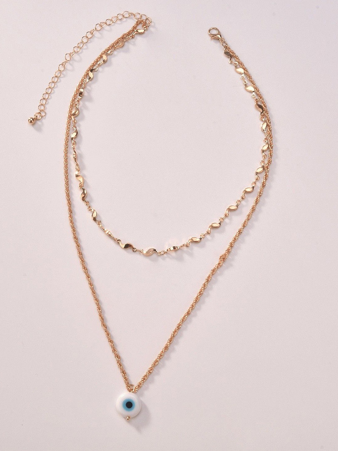 DESTINY JEWELS Gold-Plated Evil Eye Choker Pendant Layered Necklace