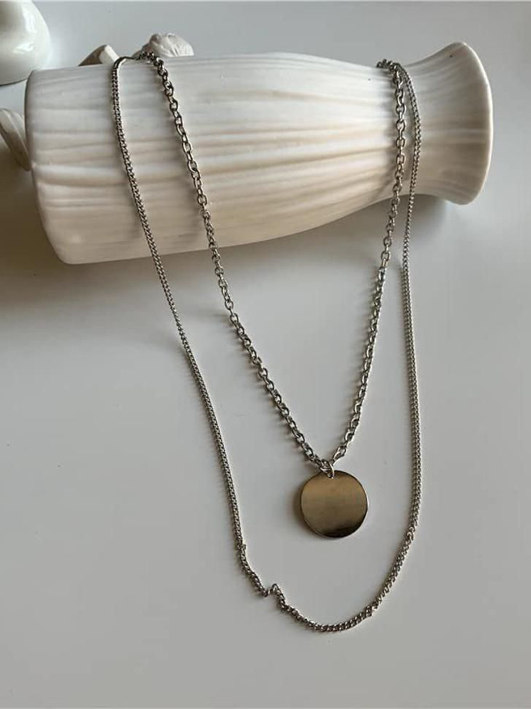 DESTINY JEWELS Silver Plated Jesus Religion Pendant Layered Necklace