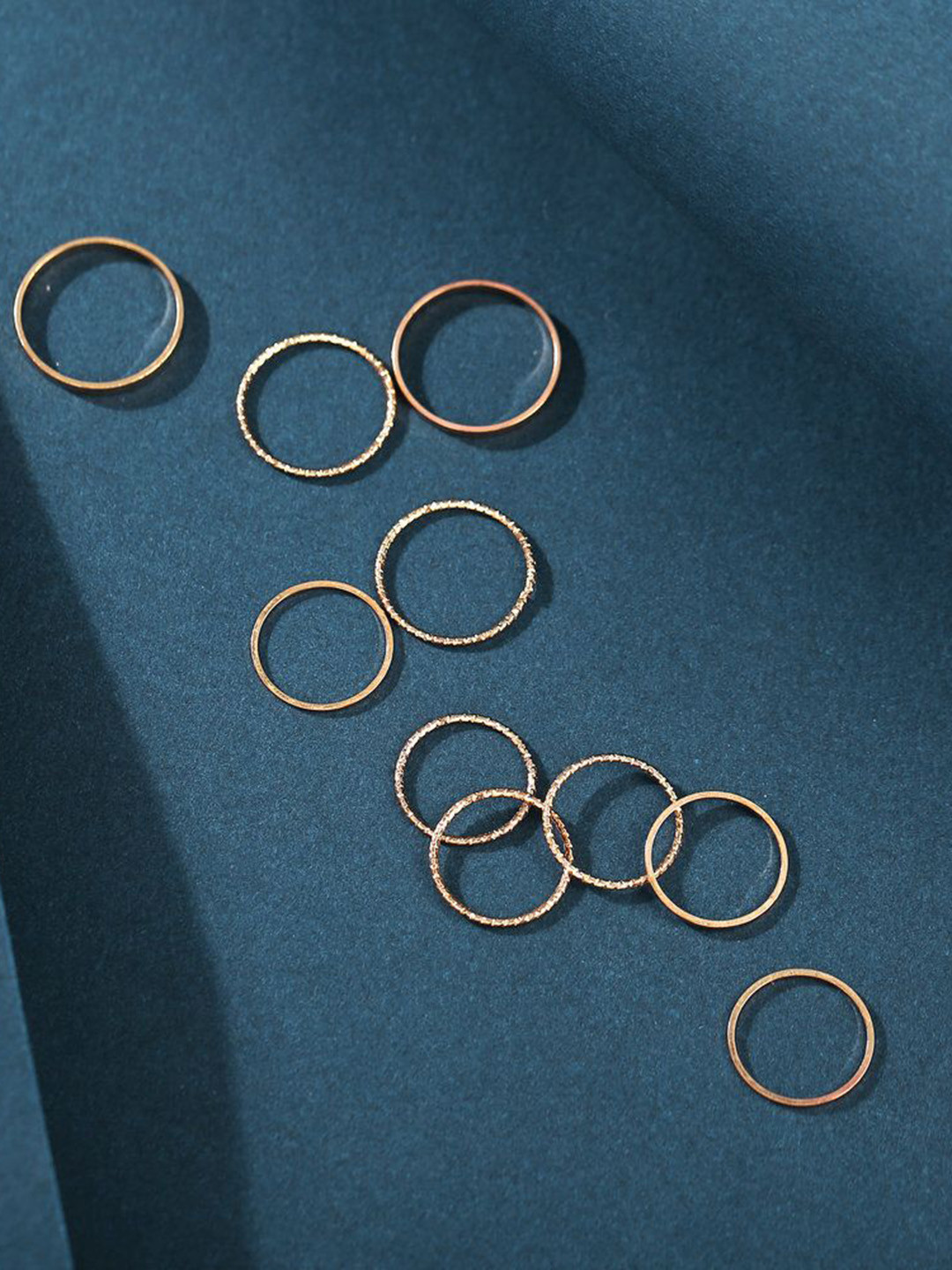 DESTINY JEWELS Set Of 10 Gold Plated Finger Rings