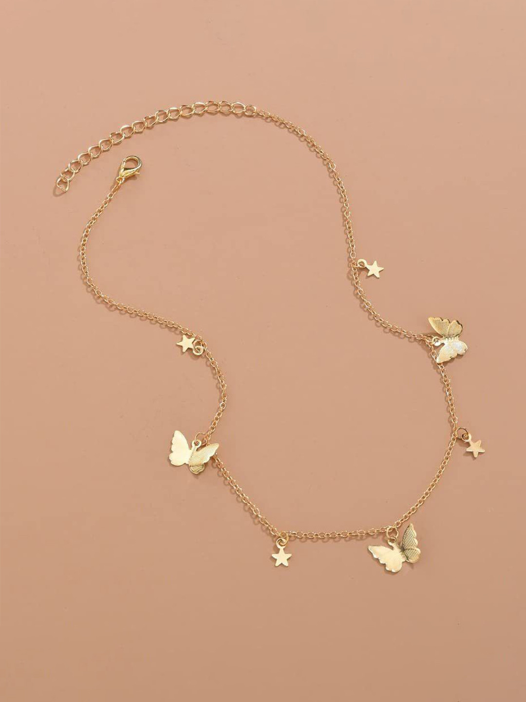 DESTINY JEWELS Gold Plated Stars Butterfly Pendant Chain