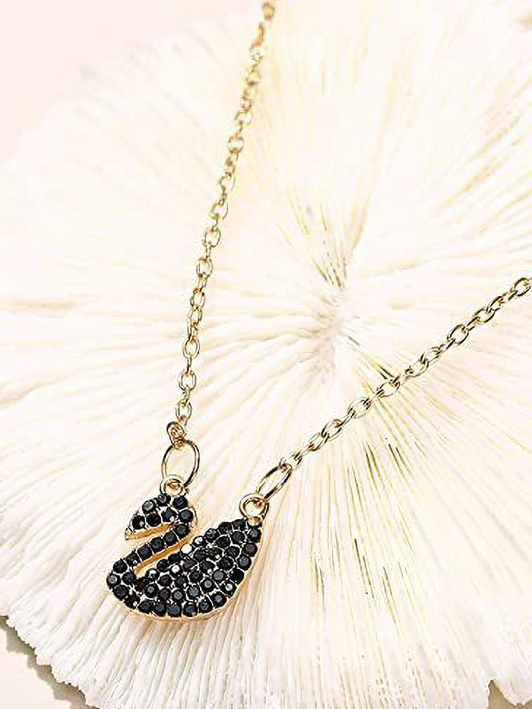 DESTINY JEWELS Gold Plated Finely Cut Stones with Swan Motif Chain