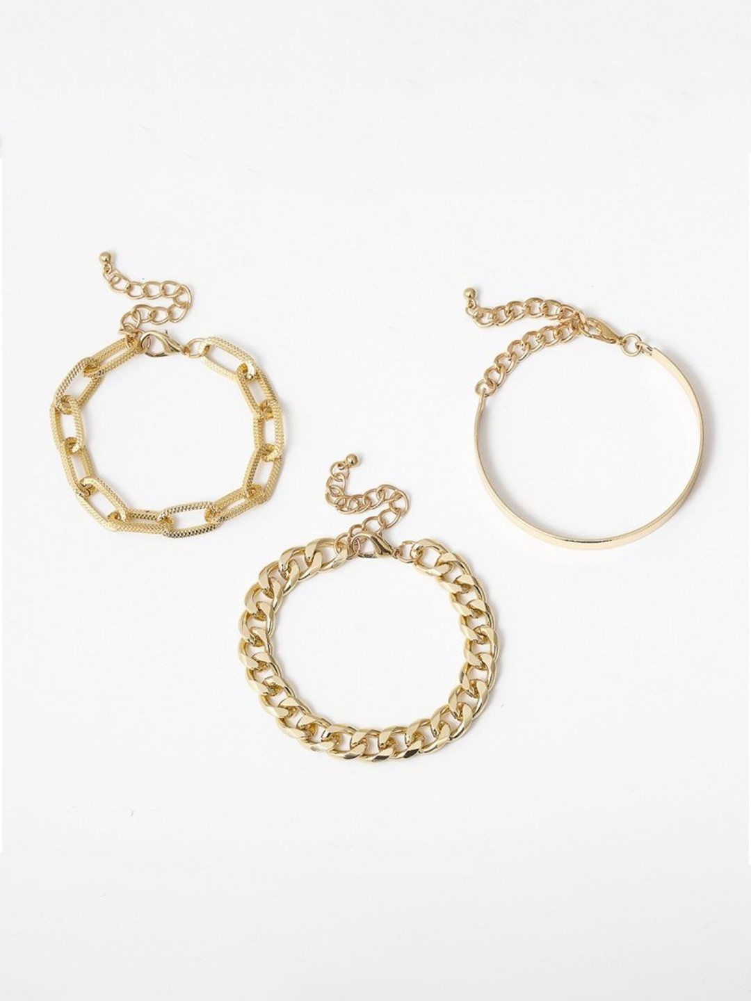 DESTINY JEWELS Pack Of 3 Gold-Plated Link Bracelet