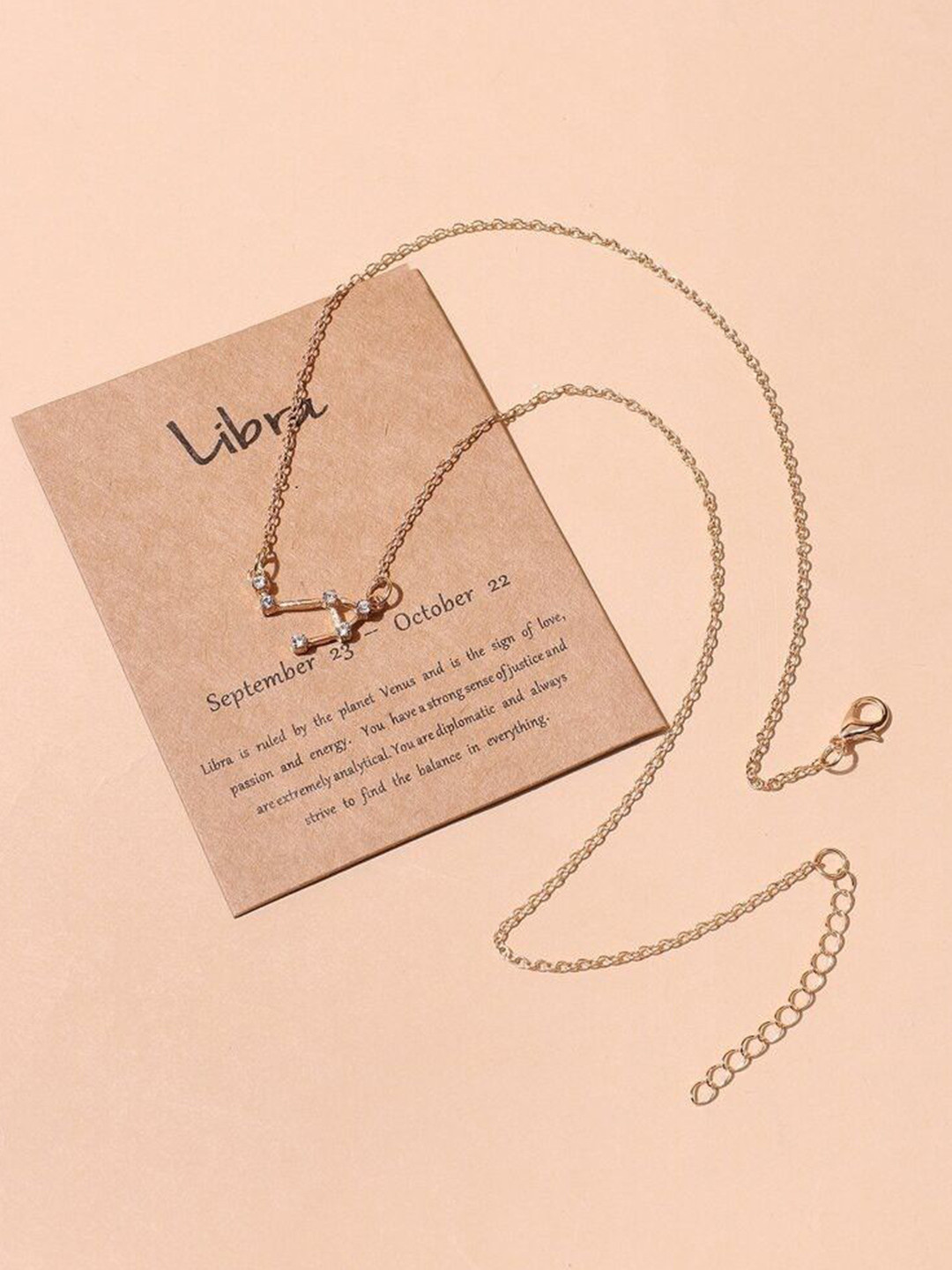 DESTINY JEWELS Gold Plated Rhinestones Studded Libra Necklace