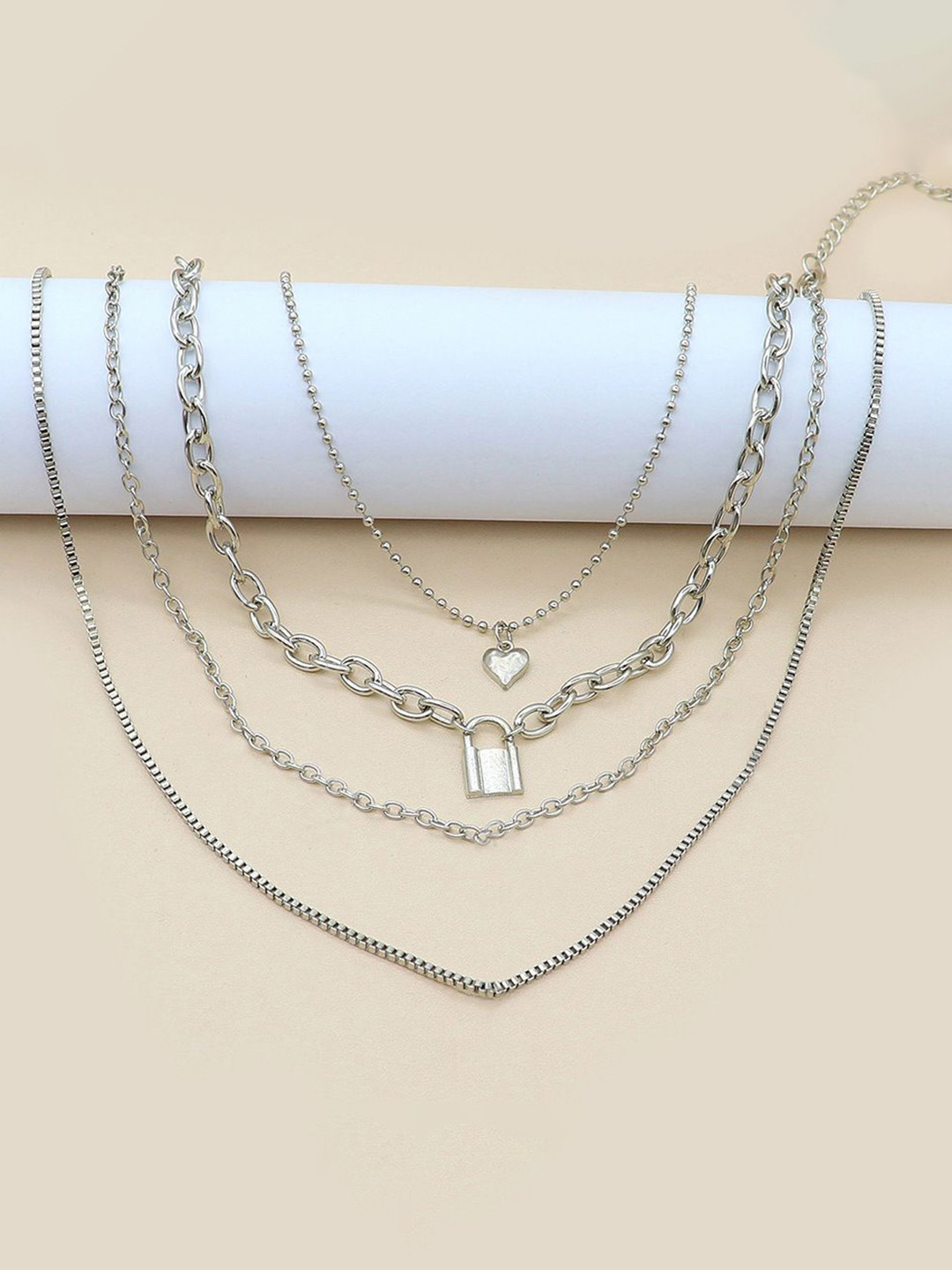 DESTINY JEWELS Silver Plated Multi Layered Chain