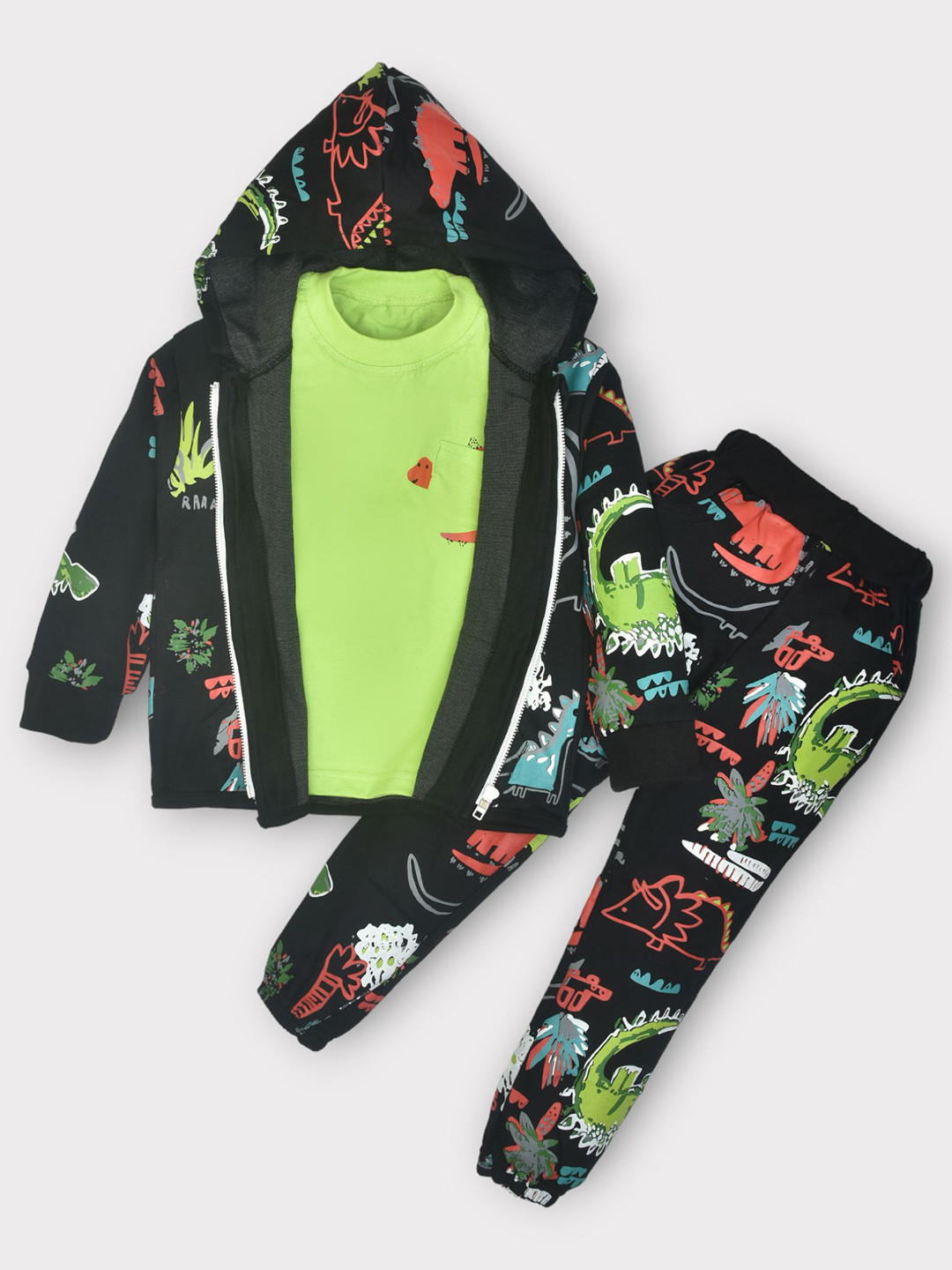 BAESD Unisex Kids Printed T-shirt With Joggers And Jacket