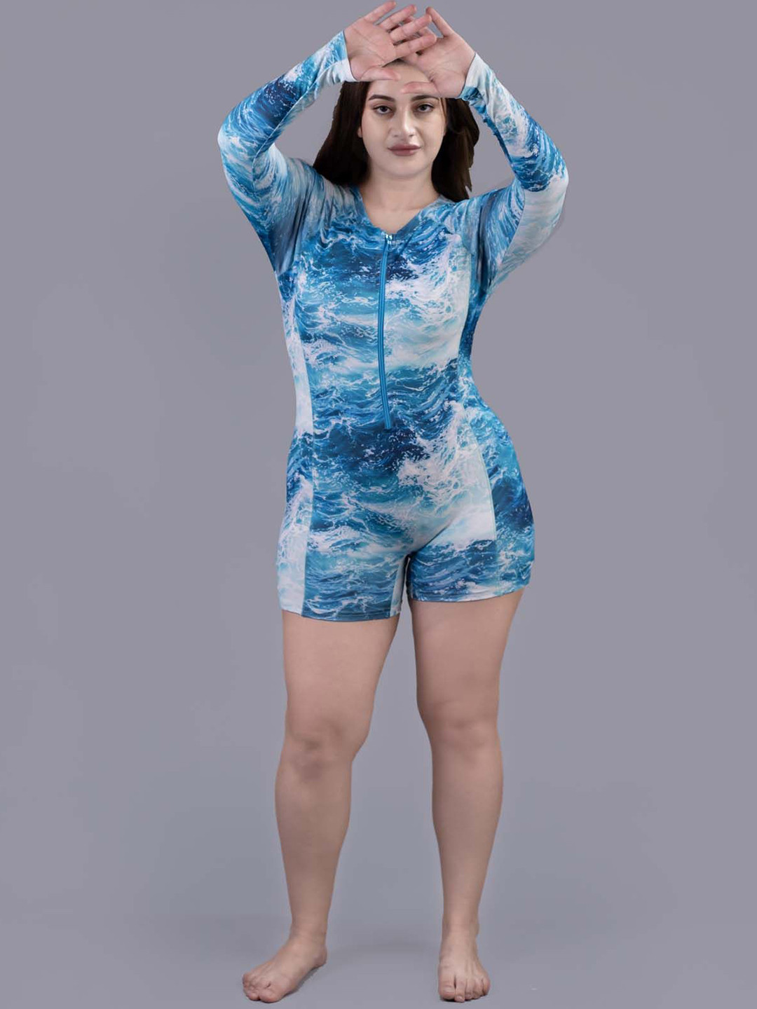 Keepfit Women Printed Round Neck Swimwear