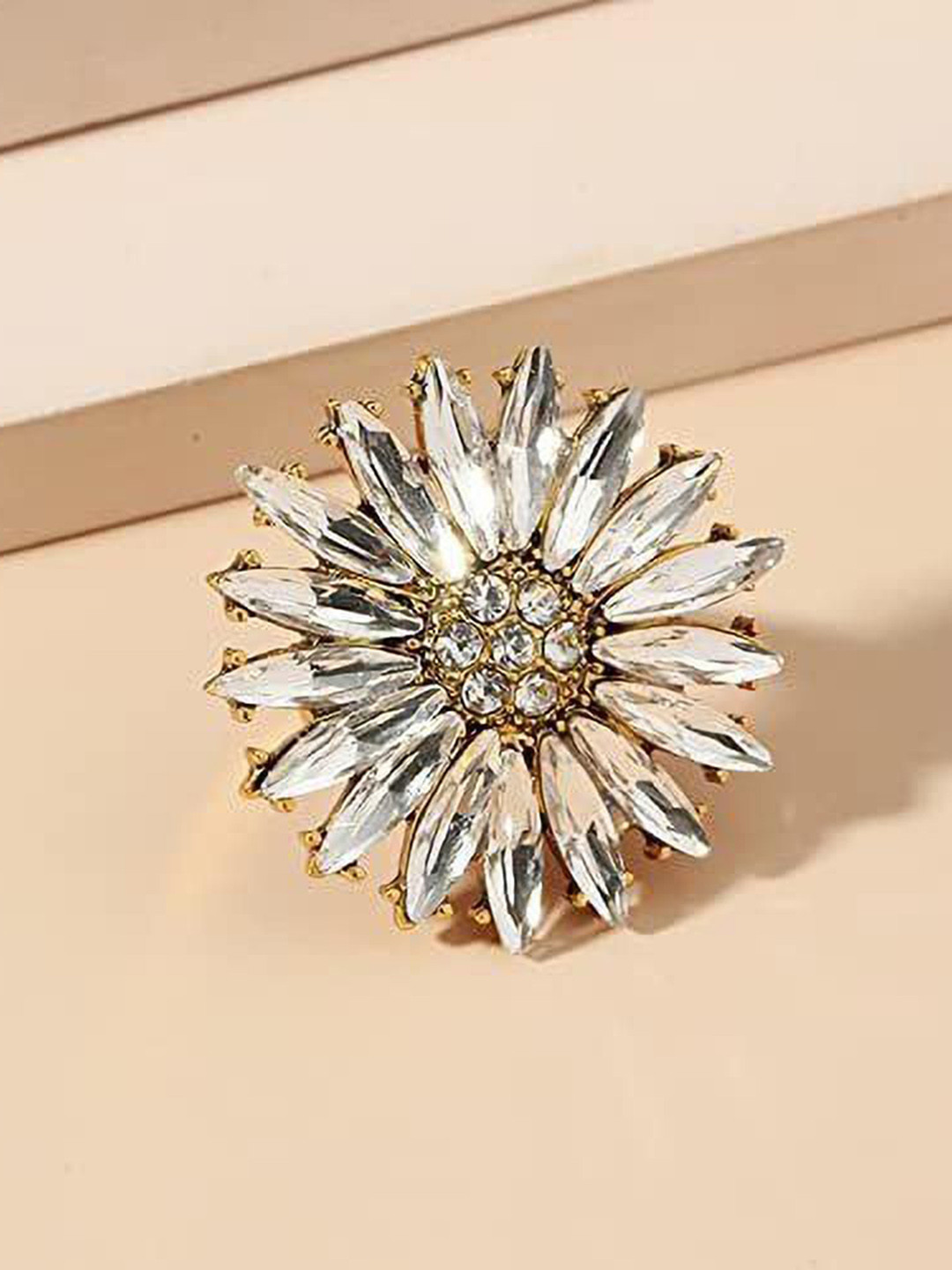 DESTINY JEWELS Rhinestone-Studded Adjustable Finger Ring