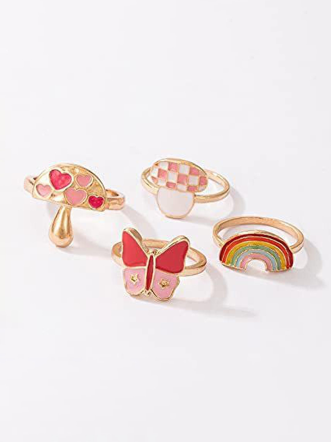 DESTINY JEWELS Set Of 6 Gold Plated  Chunky Stacking Finger Rings