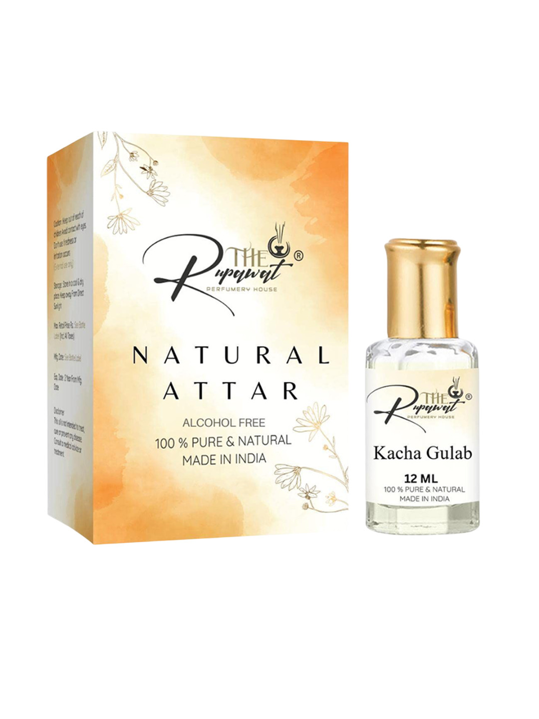 THE RUPAWAT Perfumery House Kacha Gulab 100% Pure & Natural Alcohol-Free Attar - 12 ml