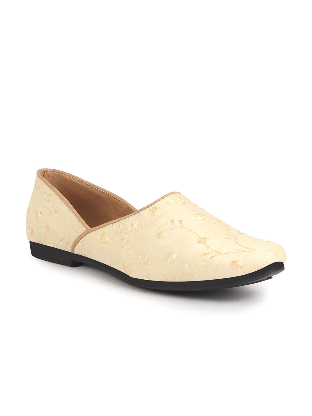 FAUSTO Men Embroidered Ethnic Half Cut Slip On Lightweight Mojaris