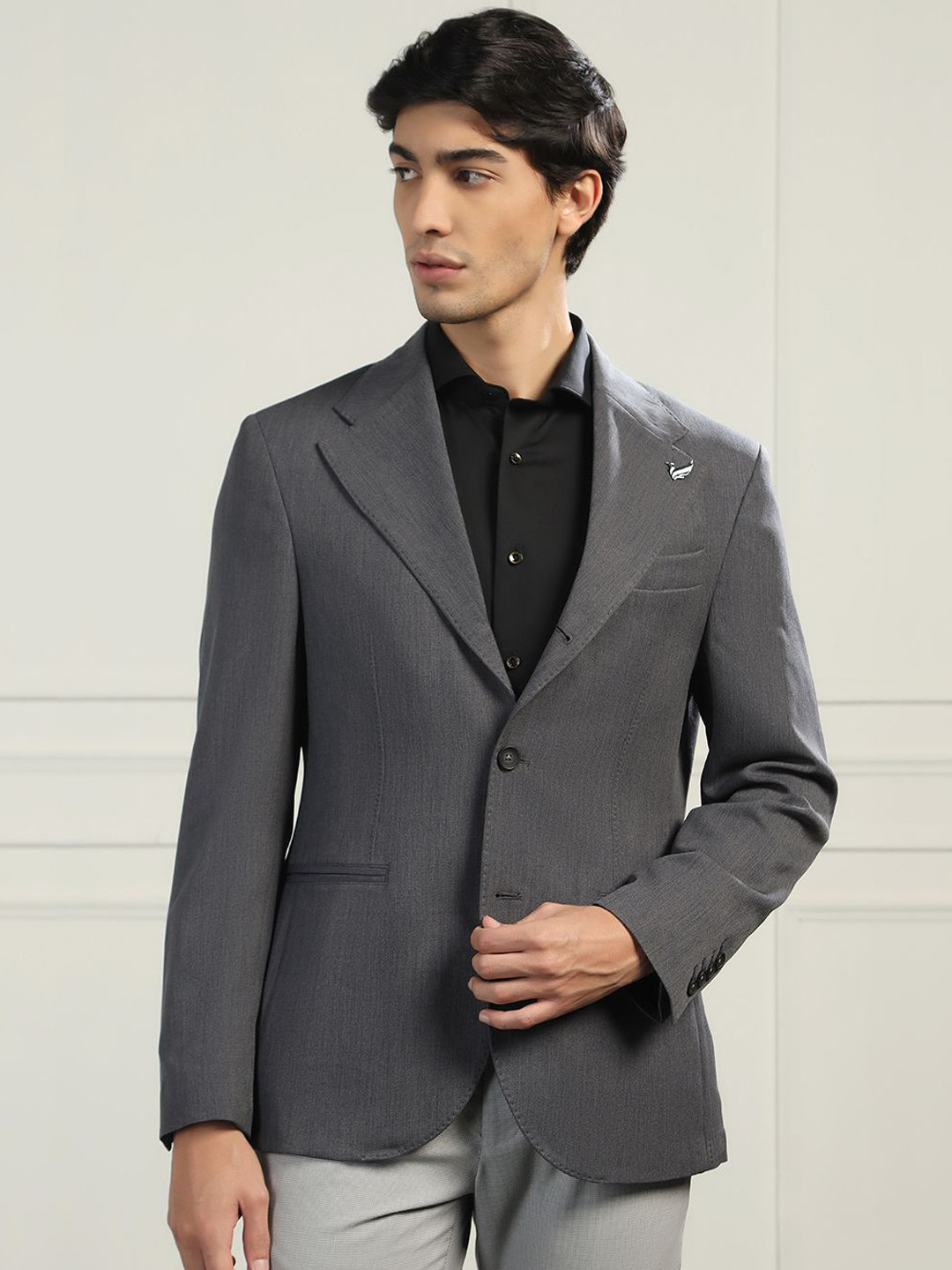 Blackberrys BOLT2 Self Design Notched Lapel Slim-Fit Single Breasted Blazer