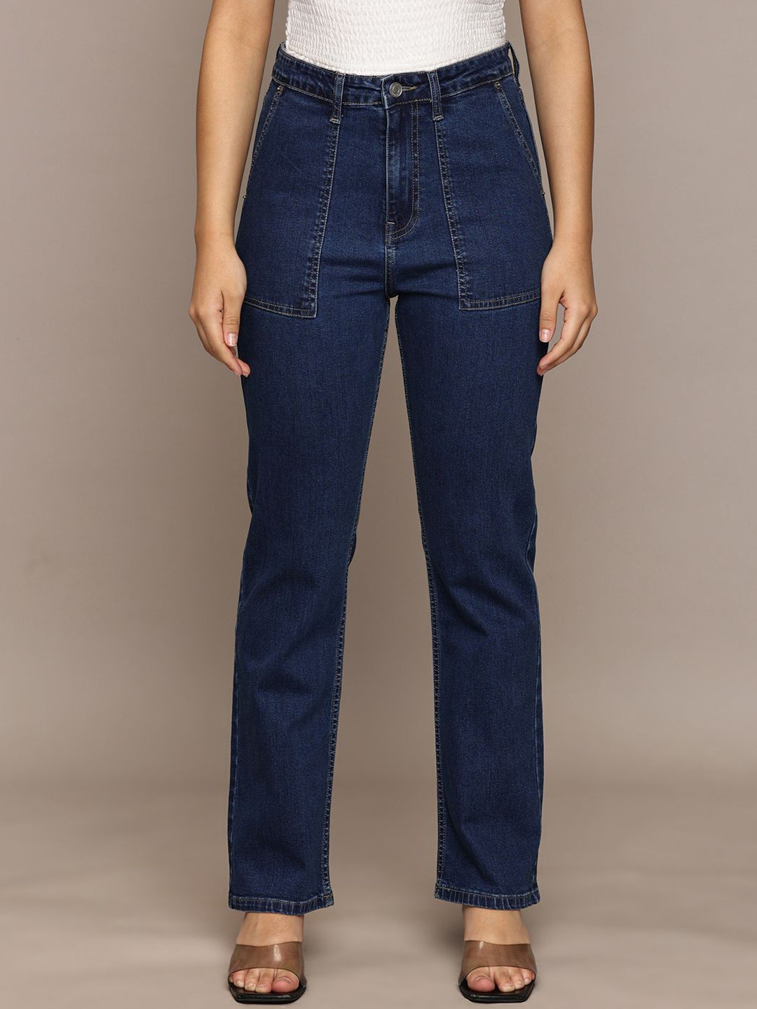 French Connection Women Smart Straight Fit High-Rise Jeans