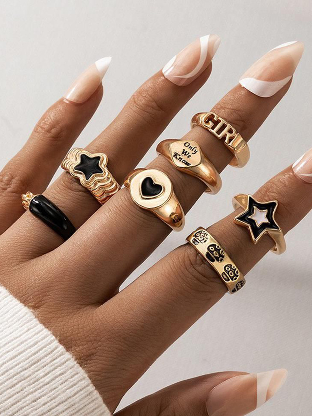 DESTINY JEWELS Set Of 7 Finger Ring