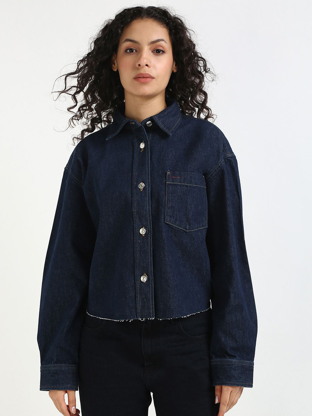 Tommy Hilfiger Women Solid Casual Relaxed Fit Denim Shirt