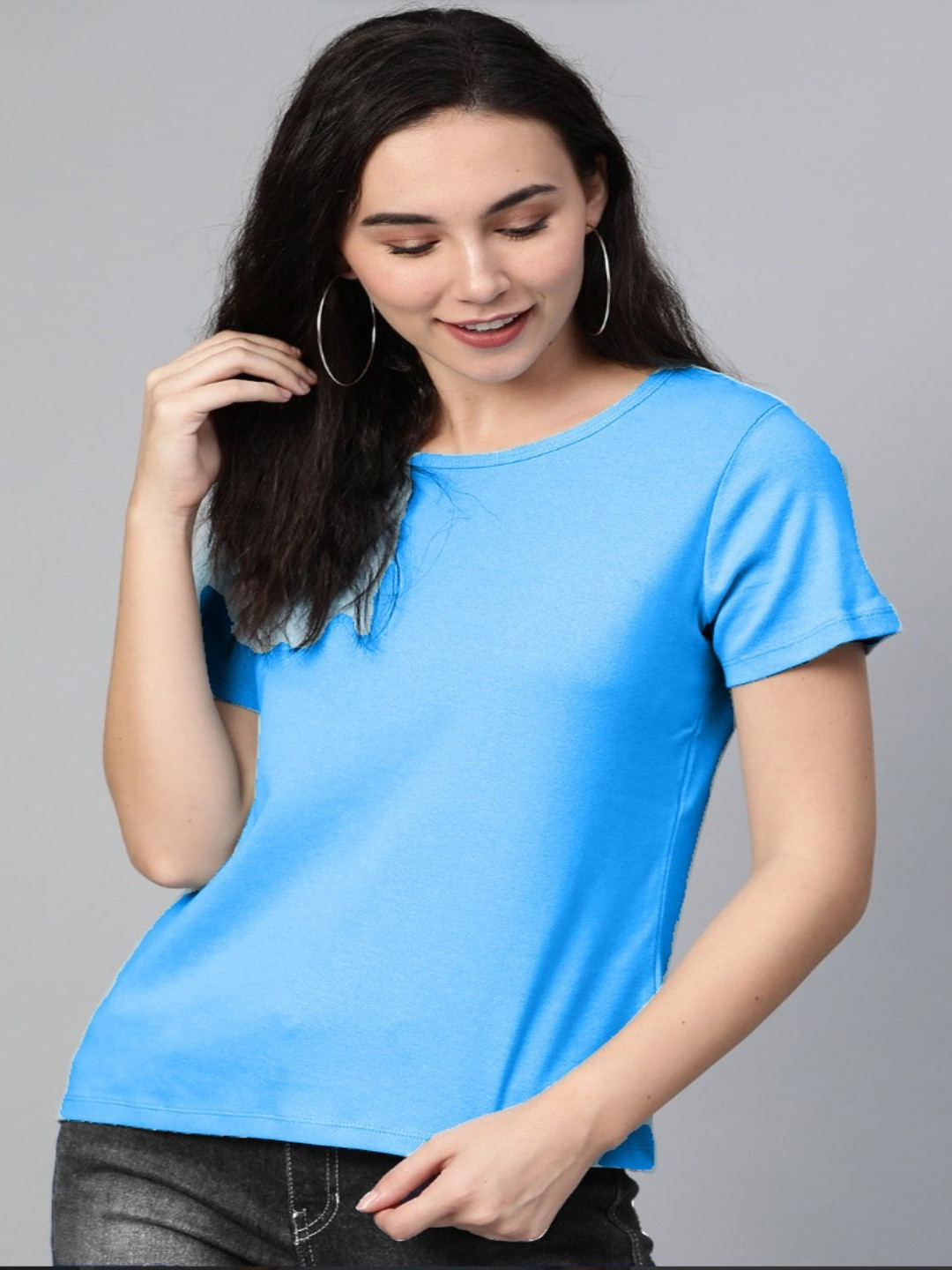 LIVAX COTTY Women Anti Odour Solid Round Neck Pure Cotton T-shirt