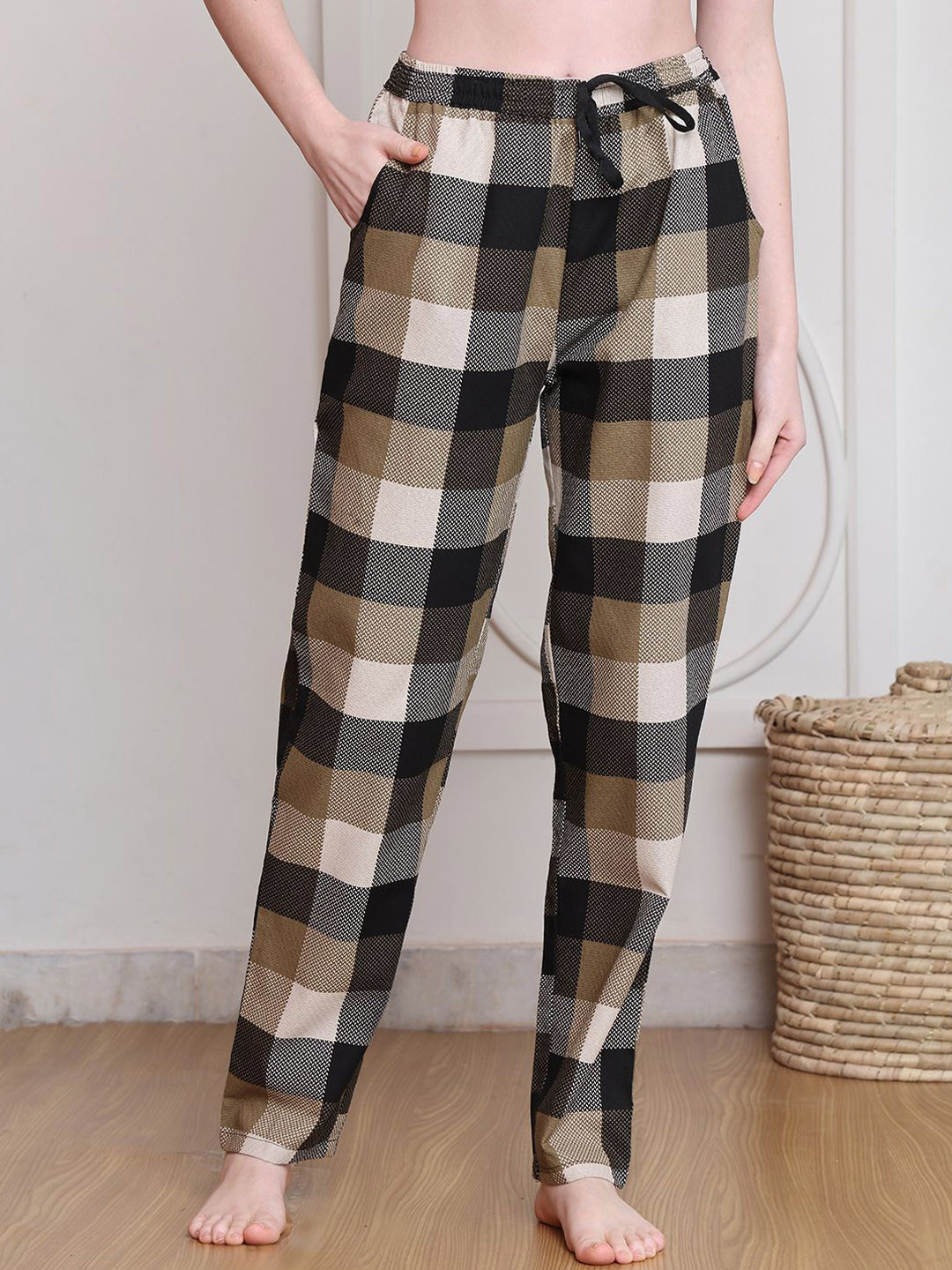 Boston Club Women Printed Pure Cotton Straight-Leg Lounge Pants