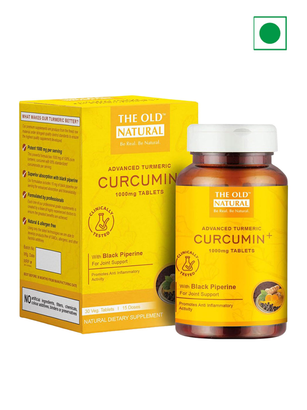 The Old Natural Advanced Turmeric Curcumin+ 1000mg Tablets - 30 Tablets