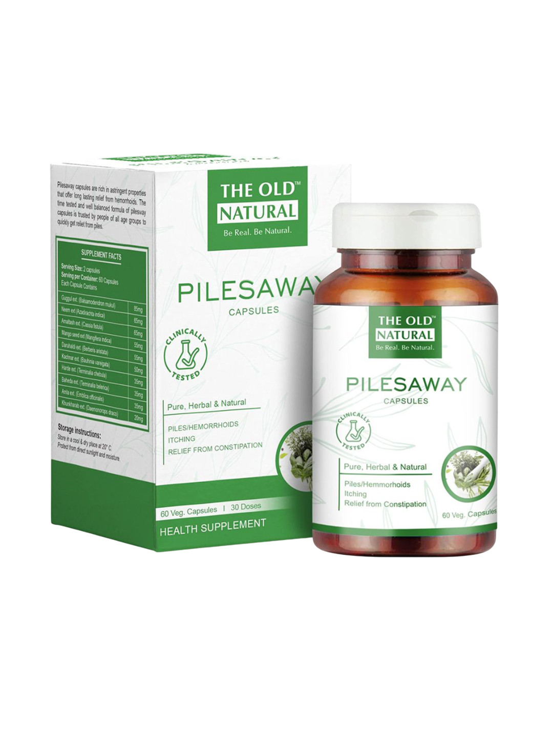 The Old Natural Pilesaway Piles Medicine Burning & Pain - 60 Capsules