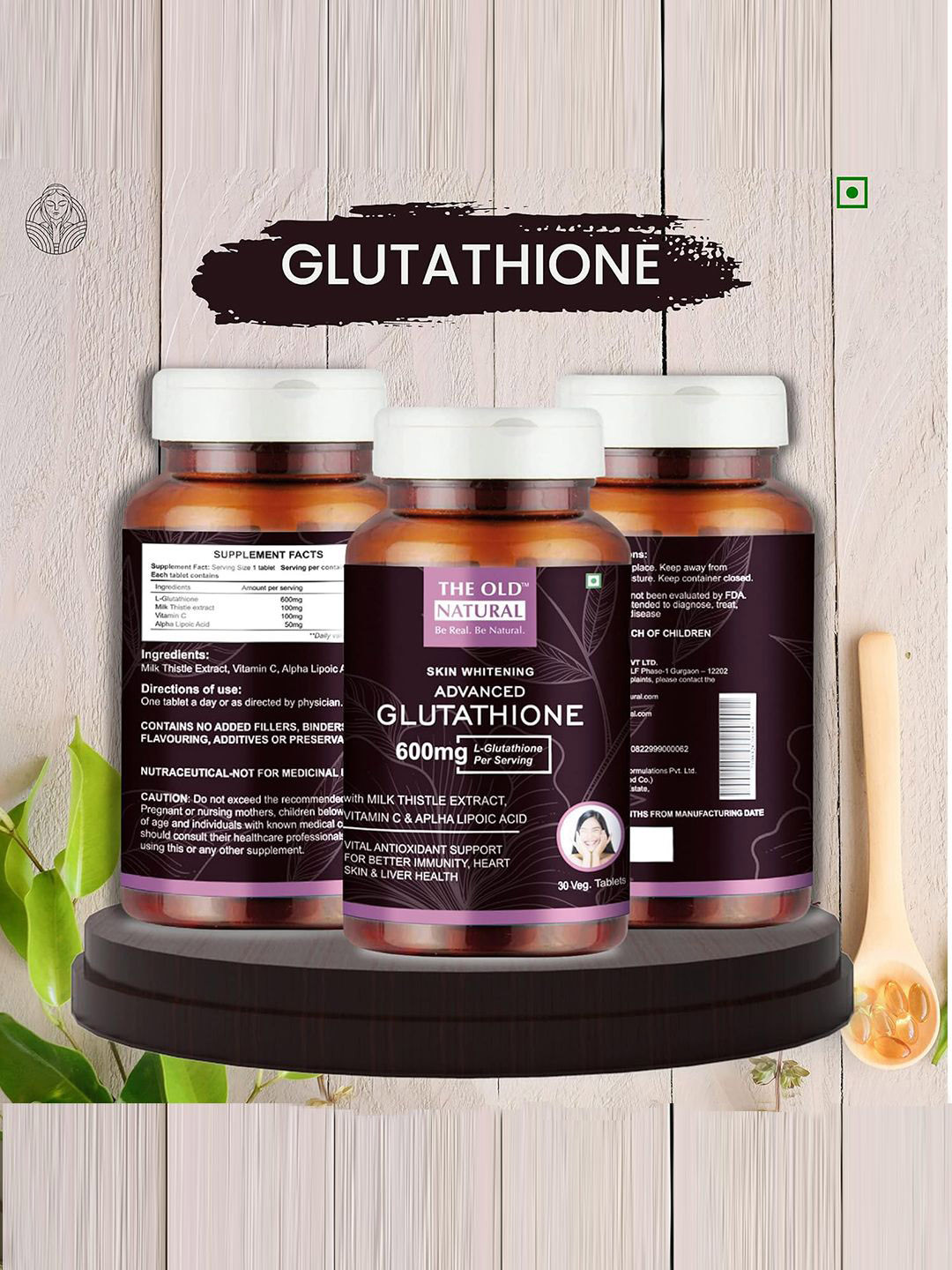 The Old Natural Advanced Glutathione 600mg Tablets - 30 Tablets