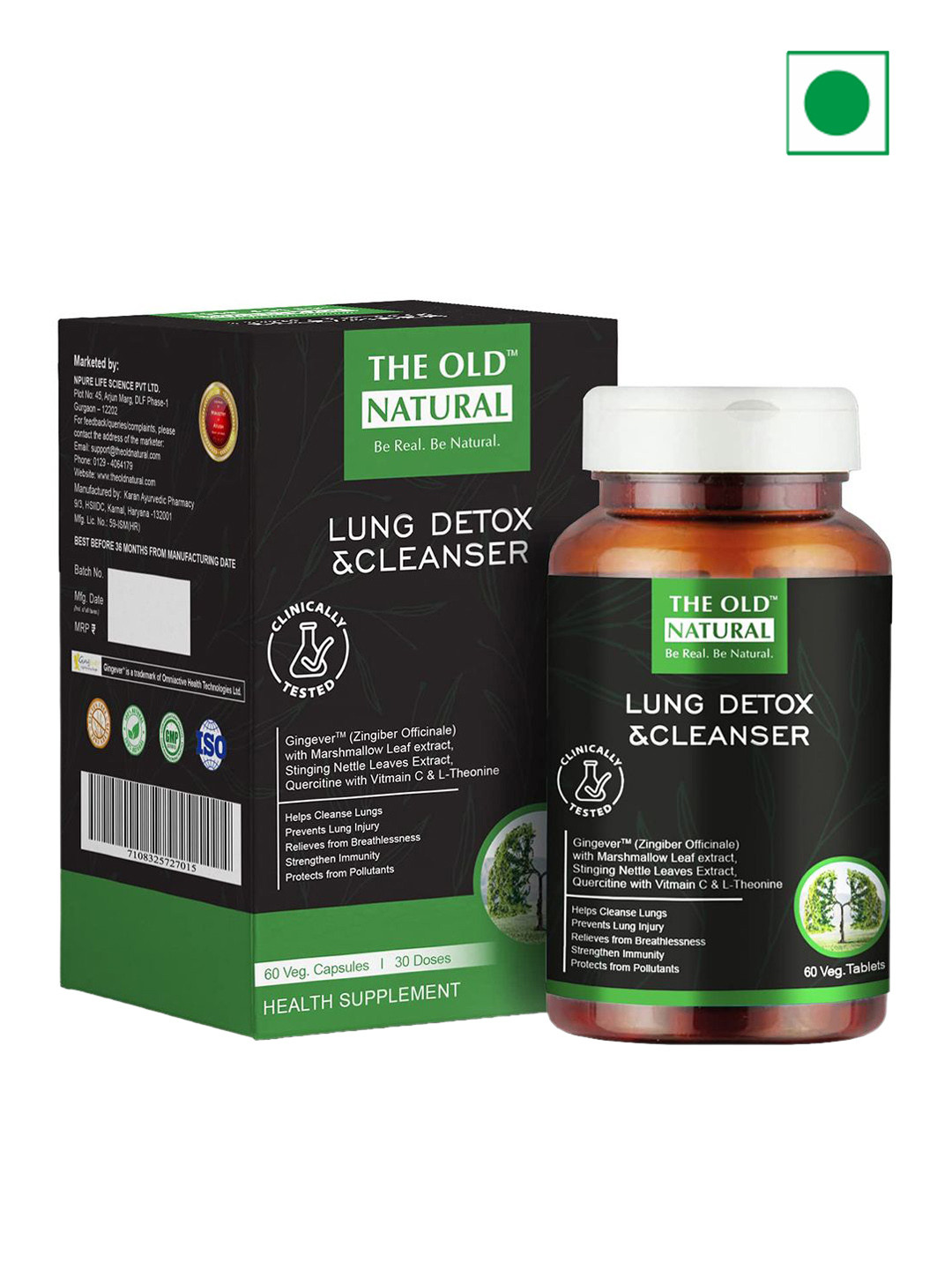 The Old Natural Lungs Detox & Cleanser Tablets - 60 Capsules