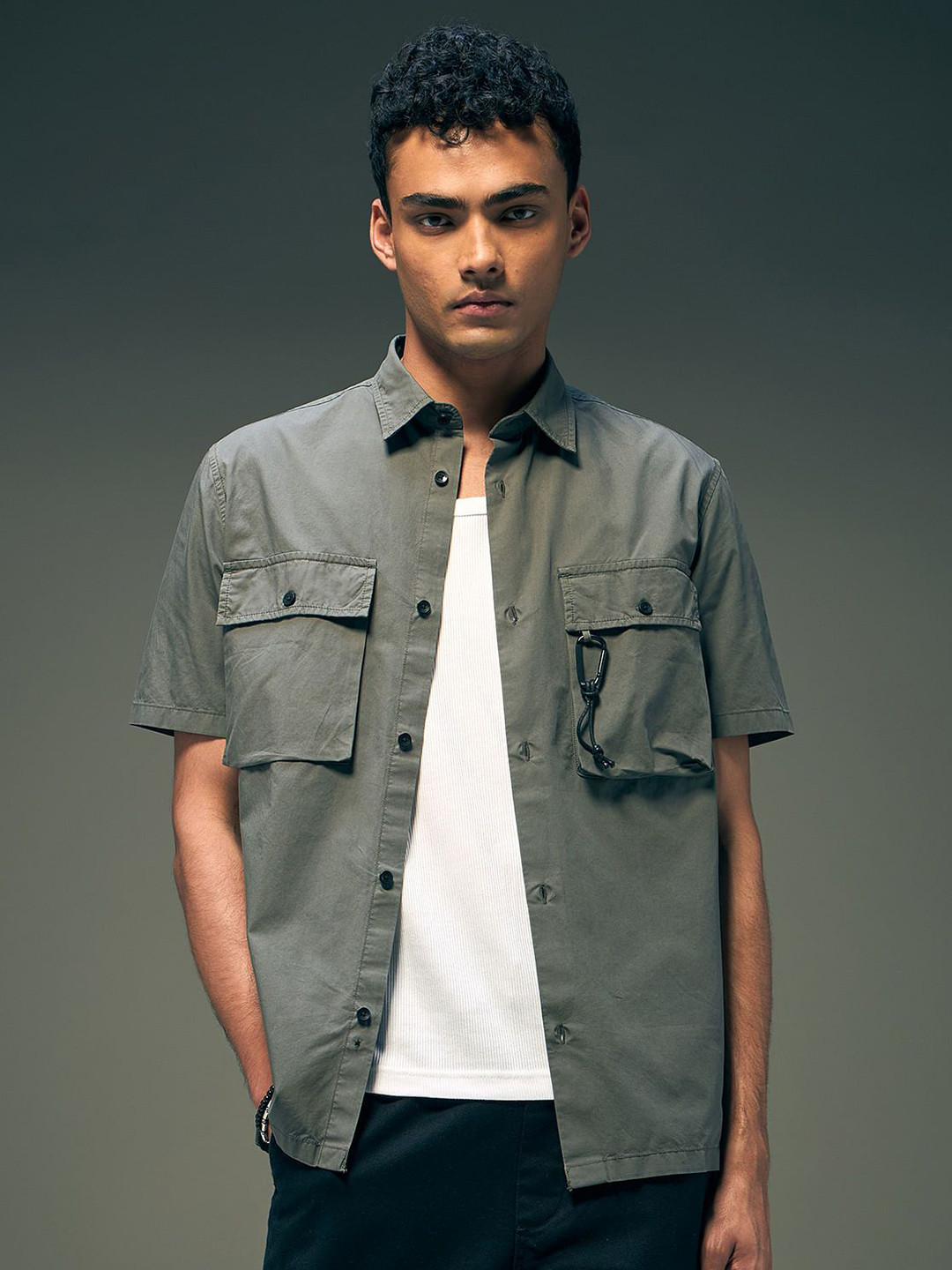 Flying Machine Men Double Pocket Oversized Fit Casual Shirt