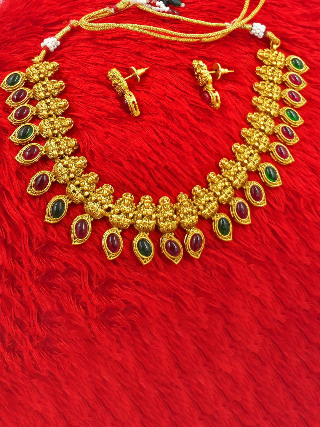 Anujeet Fashion Hub Stone Studded Temple Jewellery Set