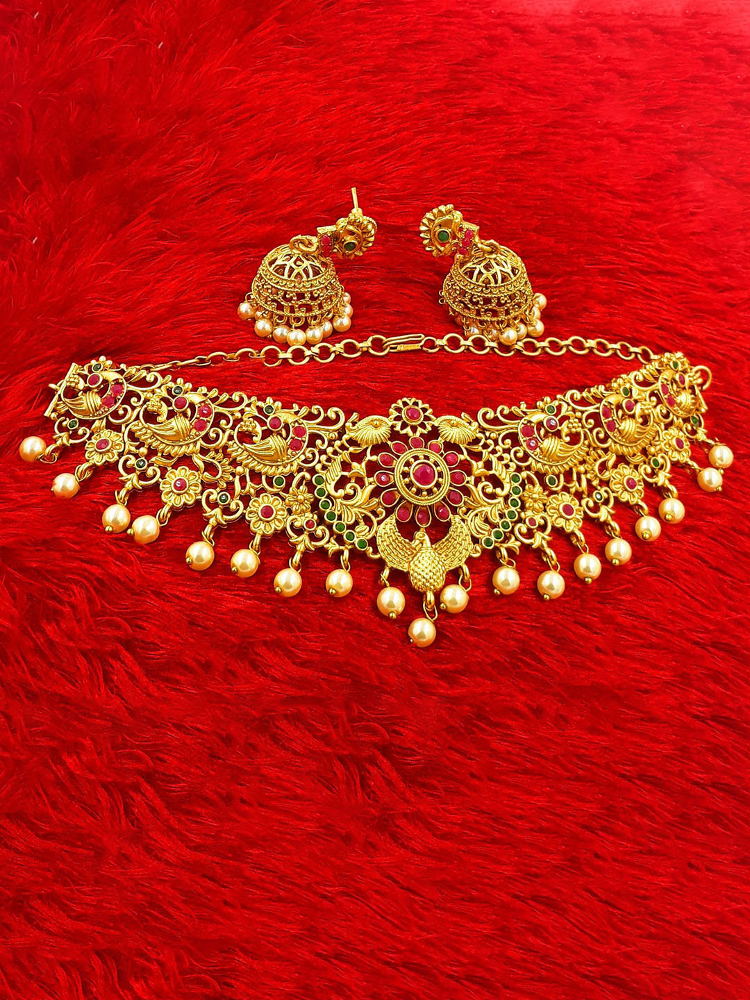 Anujeet Fashion Hub American Diamond Studded Jewellery Set