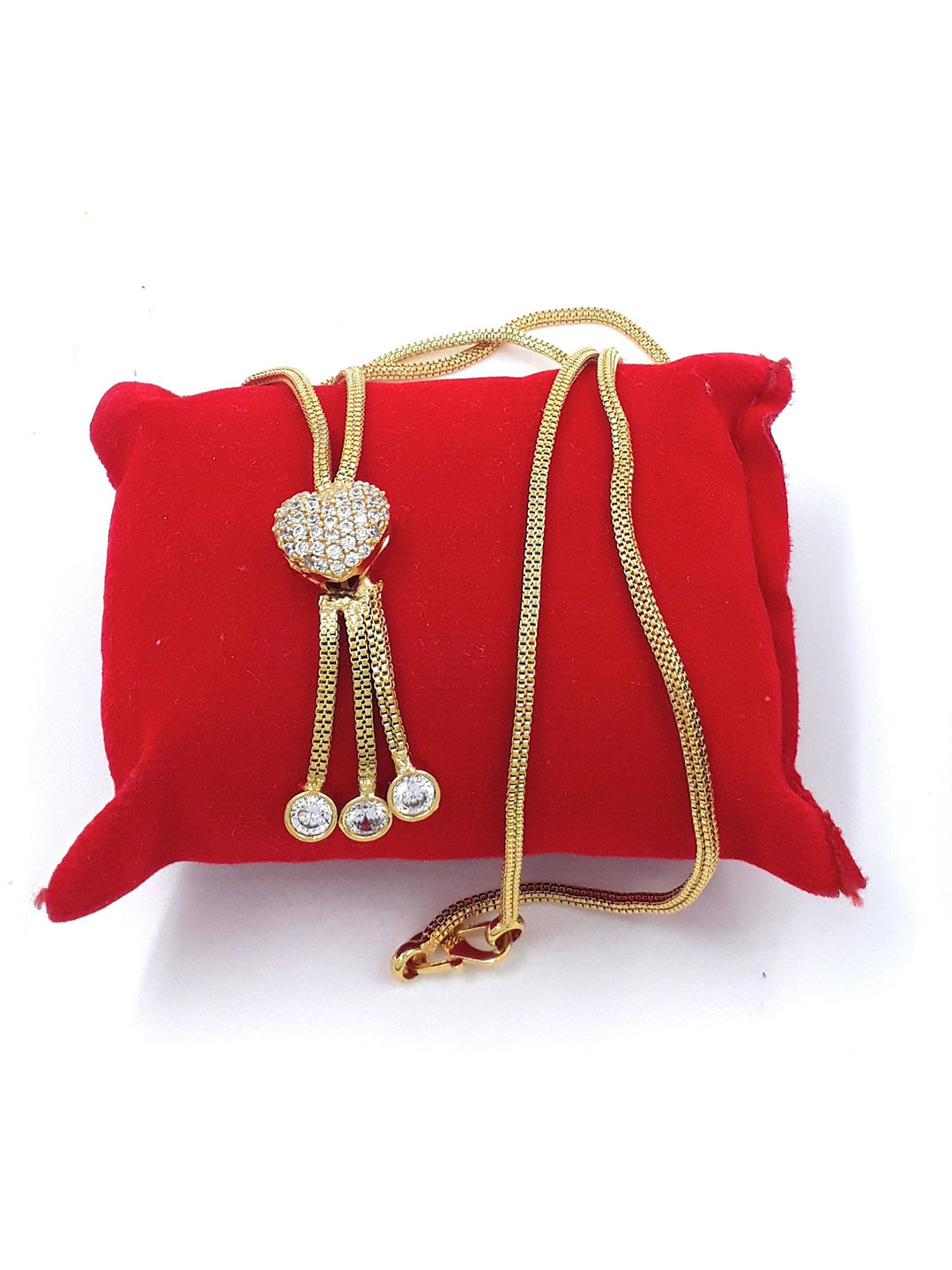 Anujeet Fashion Hub Copper Gold-Plated American Diamond Chain