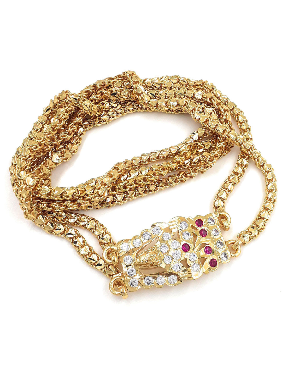 Anujeet Fashion Hub Gold Plated AD Studded Layered Mop Chain