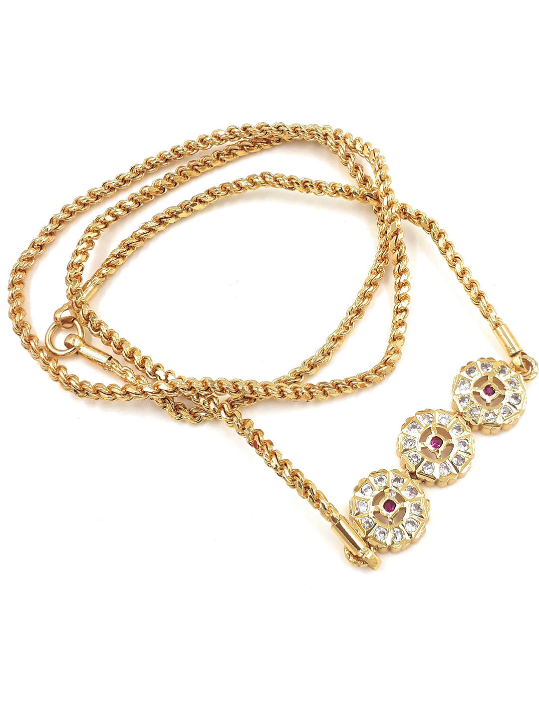 Anujeet Fashion Hub Gold-Plated American Diamond Minimal Chain