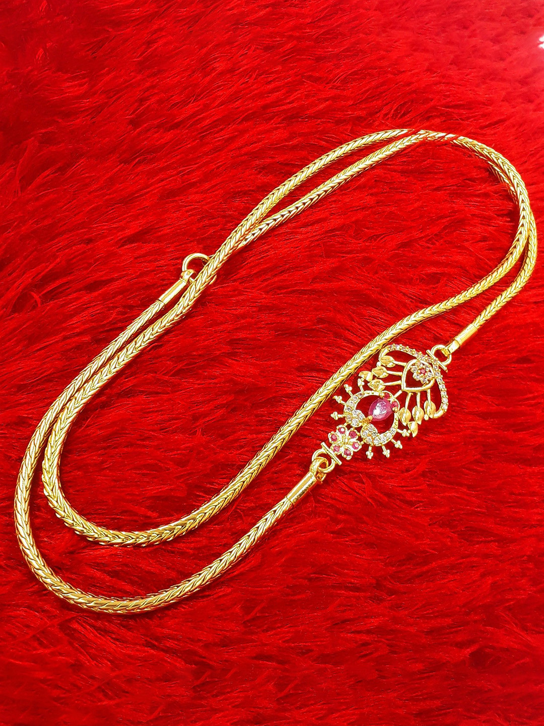 Anujeet Fashion Hub Gold-Plated Srone Studded Chain