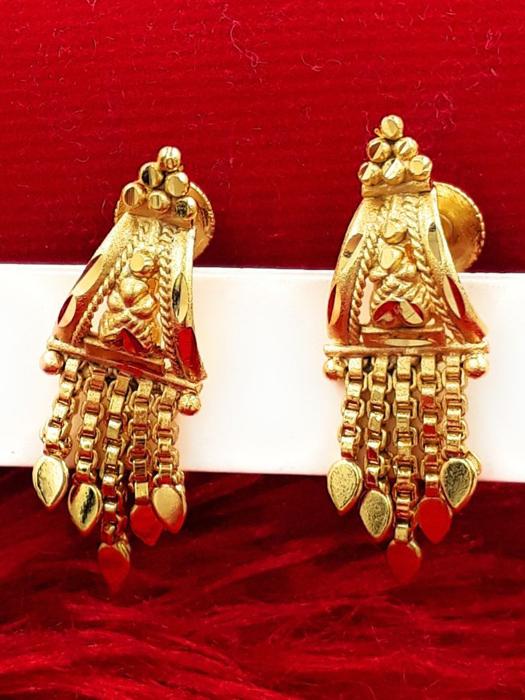 Anujeet Fashion Hub Gold-Plated Contemporary Thongal Drop Earrings