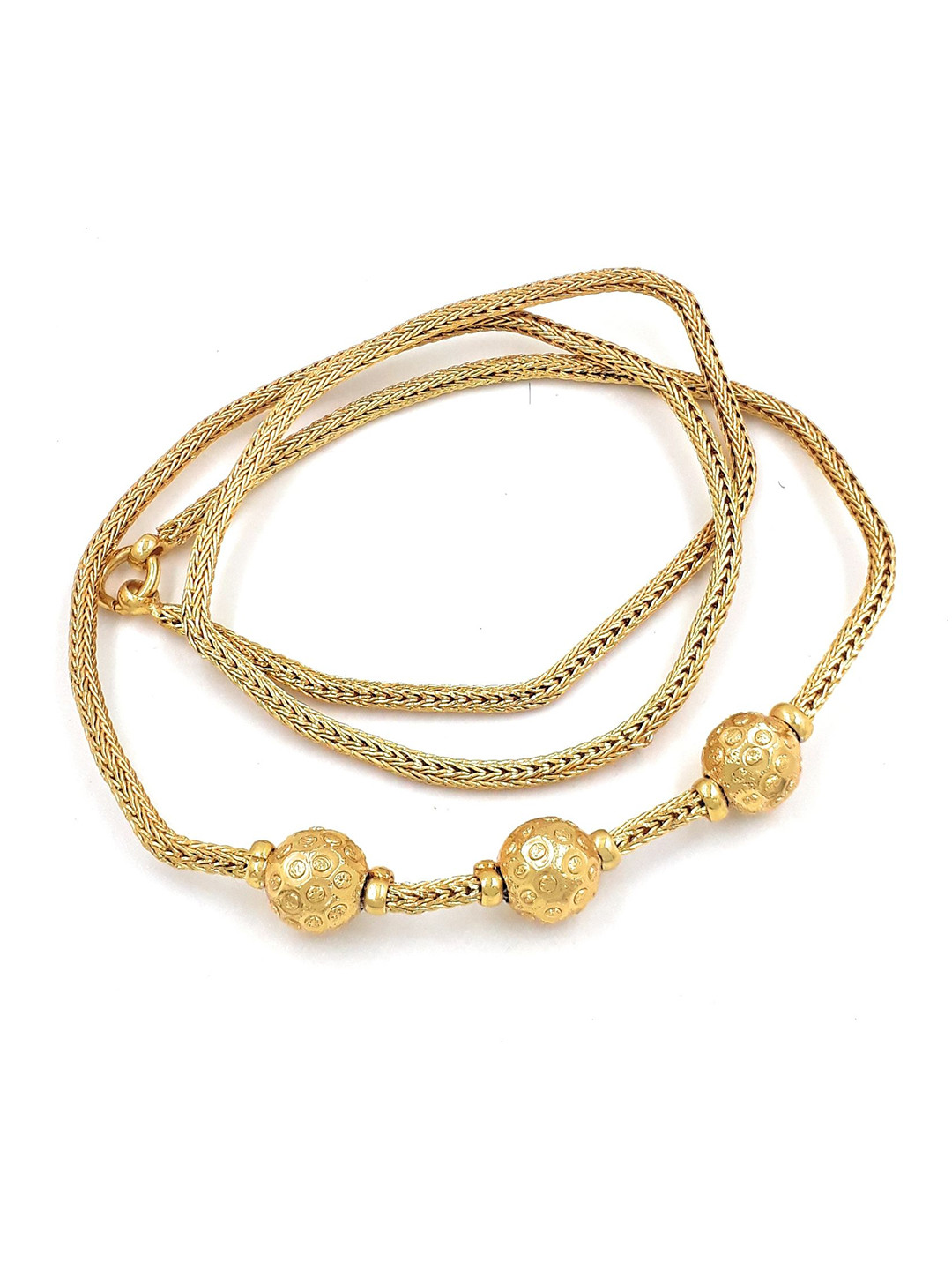 Anujeet Fashion Hub Gold-Plated 3 Ball Mugappu Minimal Chain
