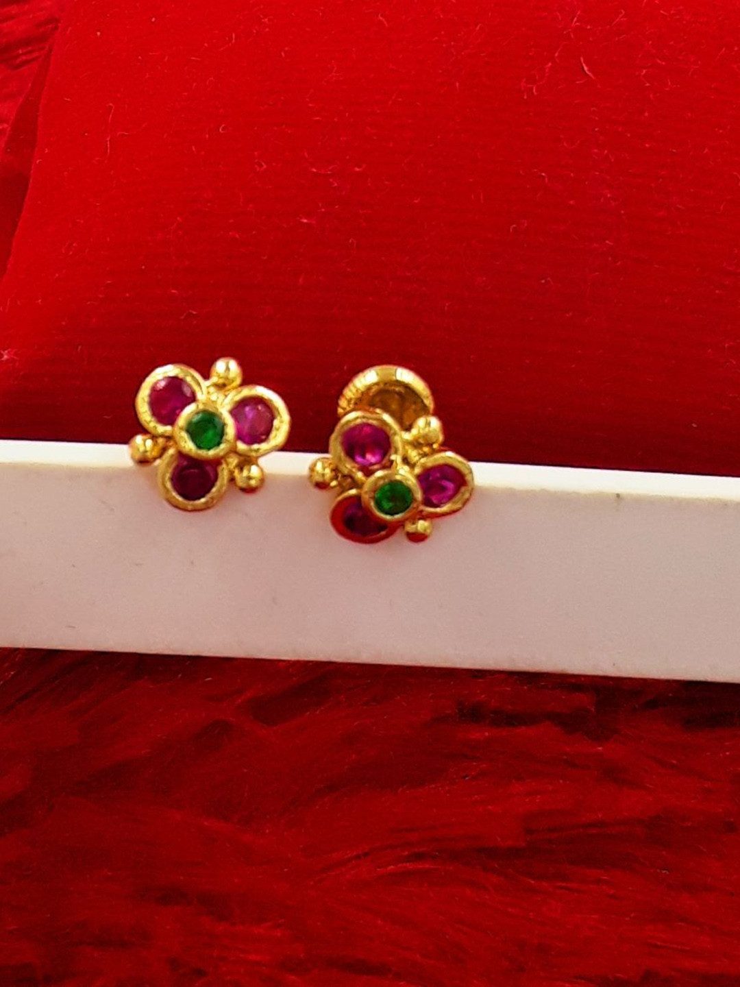 Anujeet Fashion Hub Gold-Plated American Diamond Contemporary Studs