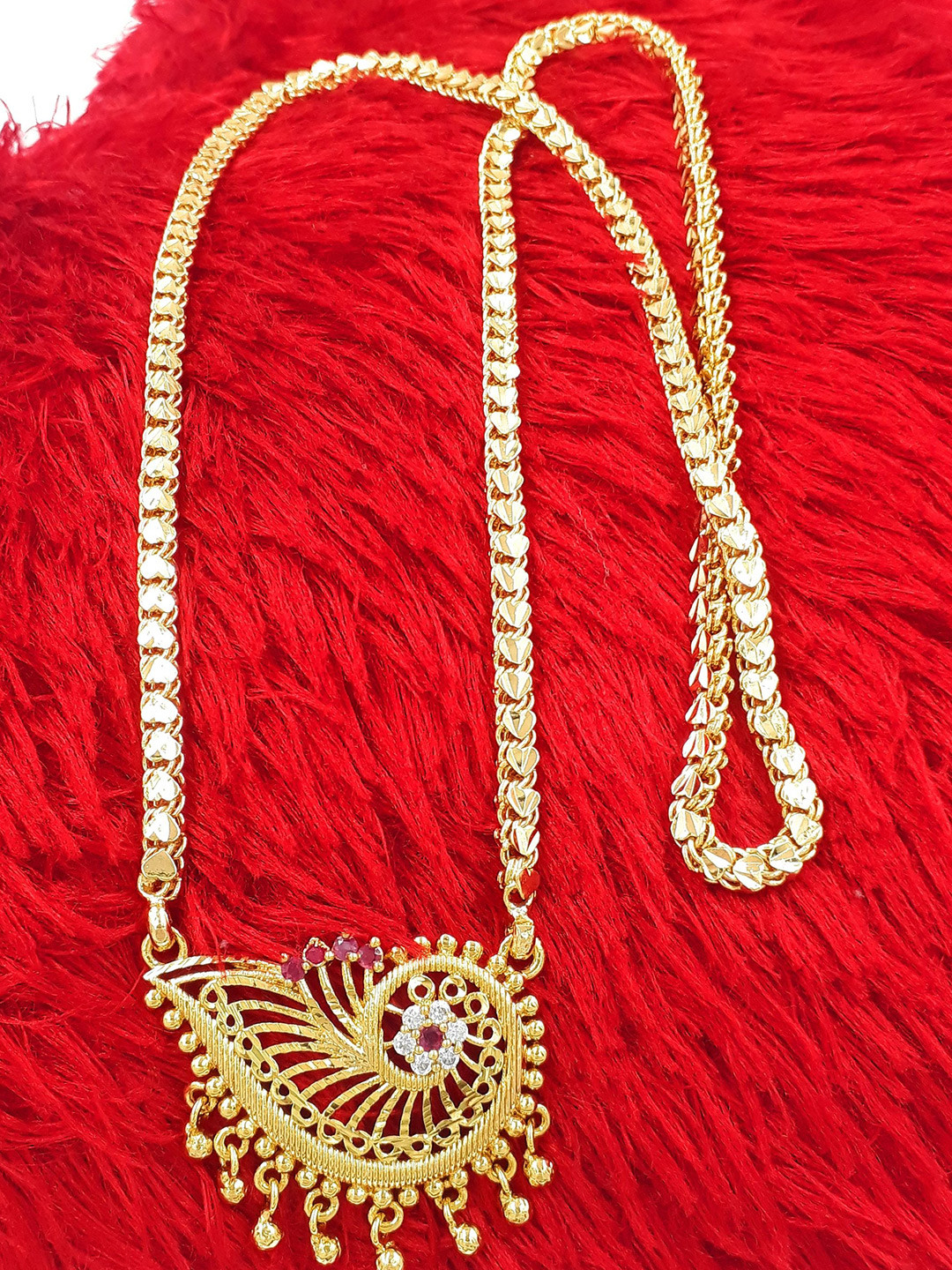 Anujeet Fashion Hub Gold-Plated American Diamond Necklace