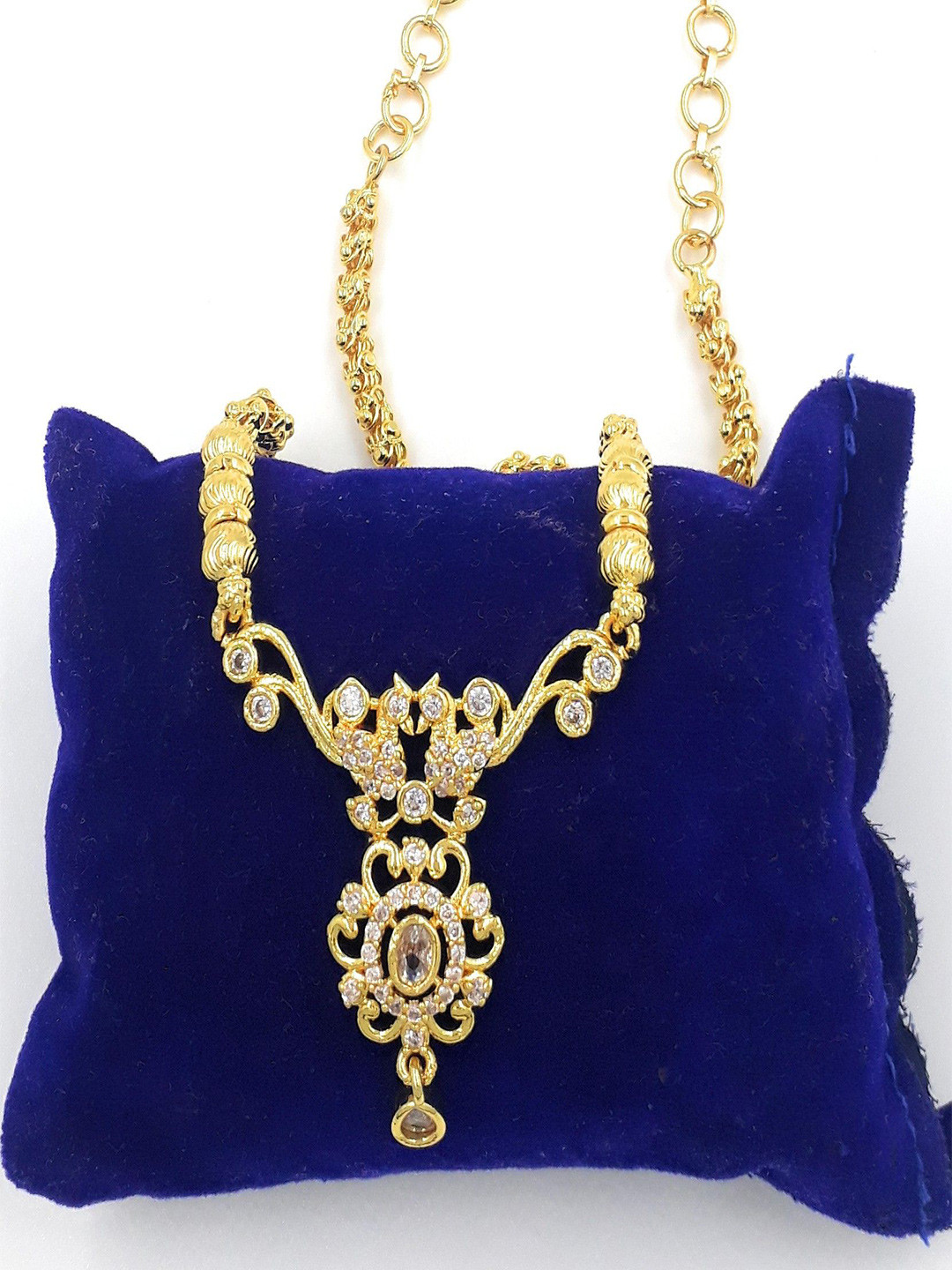 Anujeet Fashion Hub Gold-Plated Cubic Zirconia Necklace