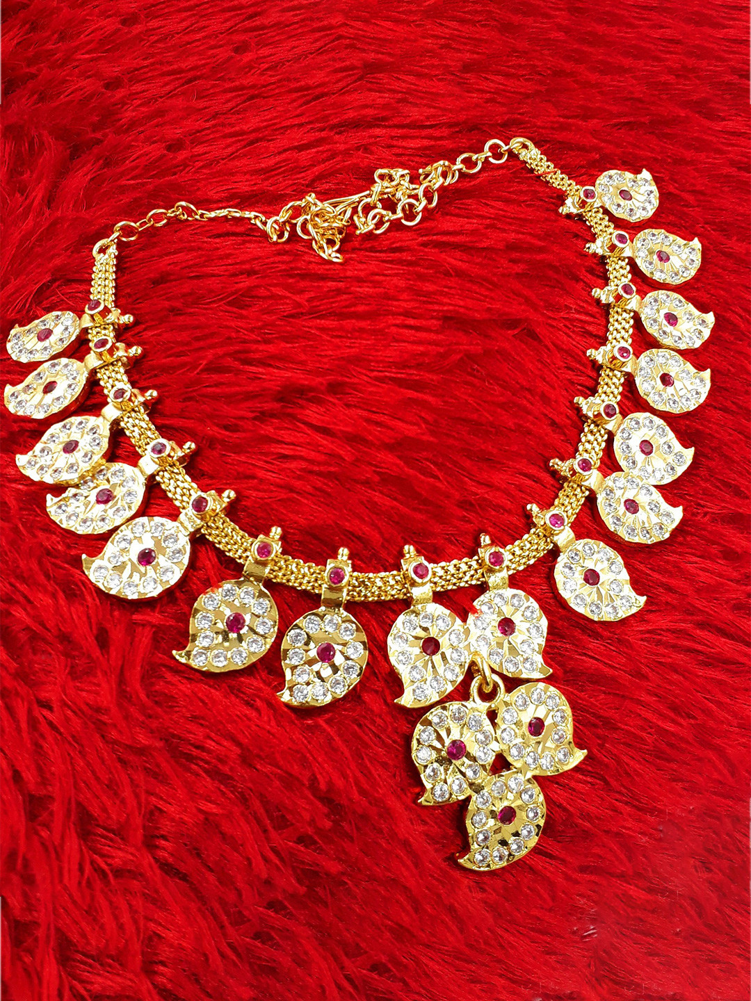 Anujeet Fashion Hub Gold-Plated AD Studded Mango Dollar Necklace