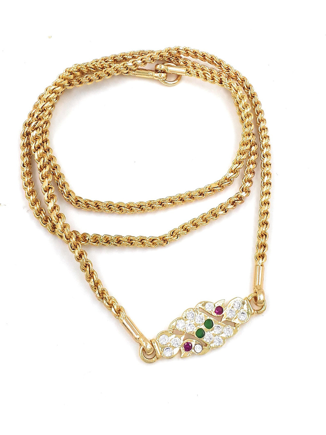 Anujeet Fashion Gold-Plated American Diamond Necklace