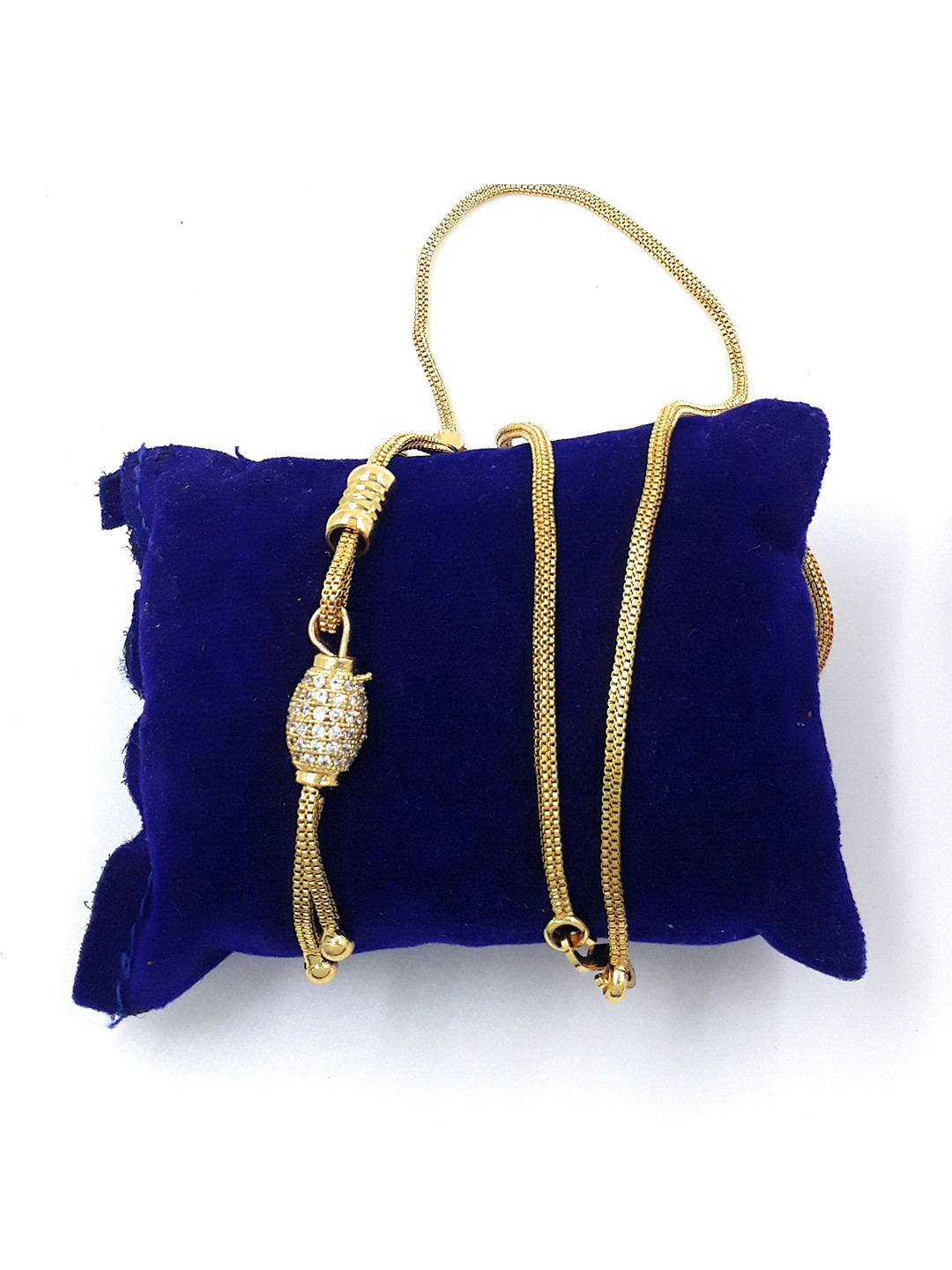 Anujeet Fashion Hub Gold-Plated AD Studded Ball Dollar Chain