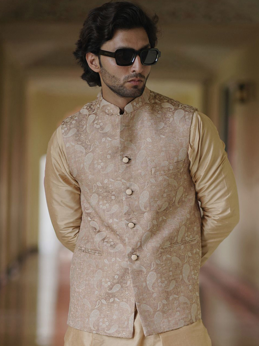 The Kurta Studio Premium Mandarin Collar Straight Kurta With Trouser