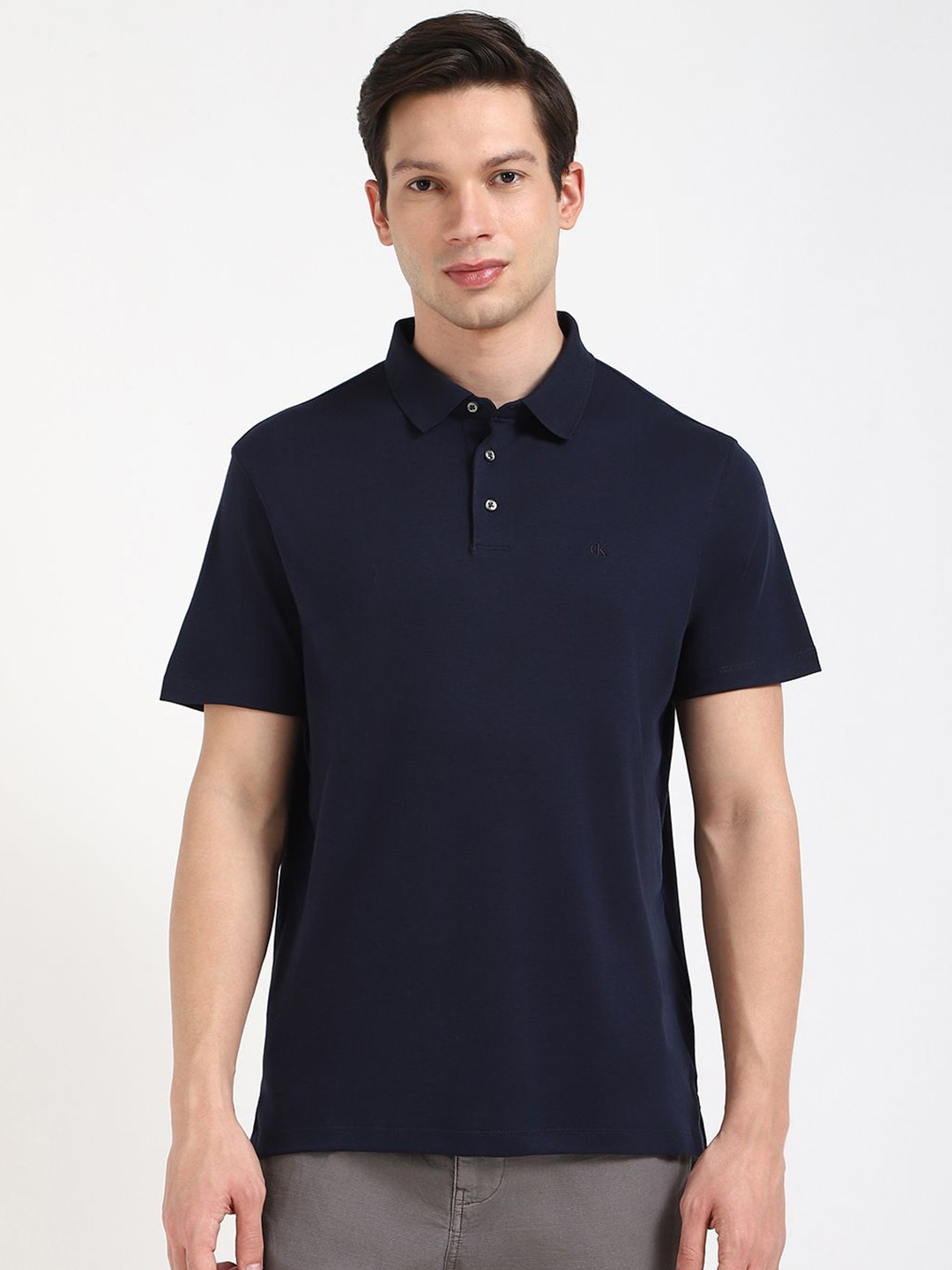 Calvin Klein Jeans Men SS SUPIMA Solid Polo Collar Cotton T-shirt